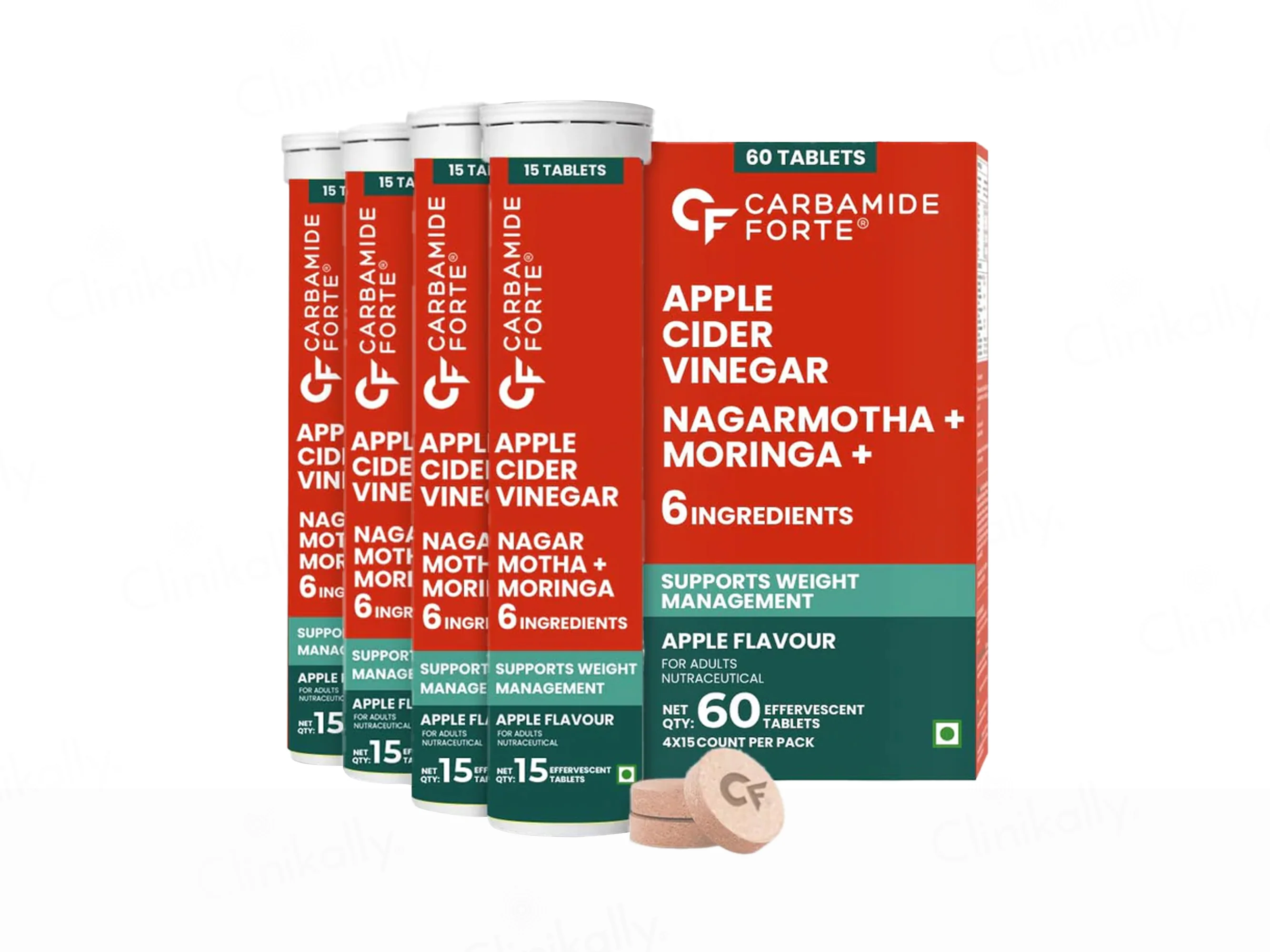 Carbamide Forte Apple Cider Vinegar Nagarmotha + Moringa Effervescent Tablet - Apple Flavour - Image 6
