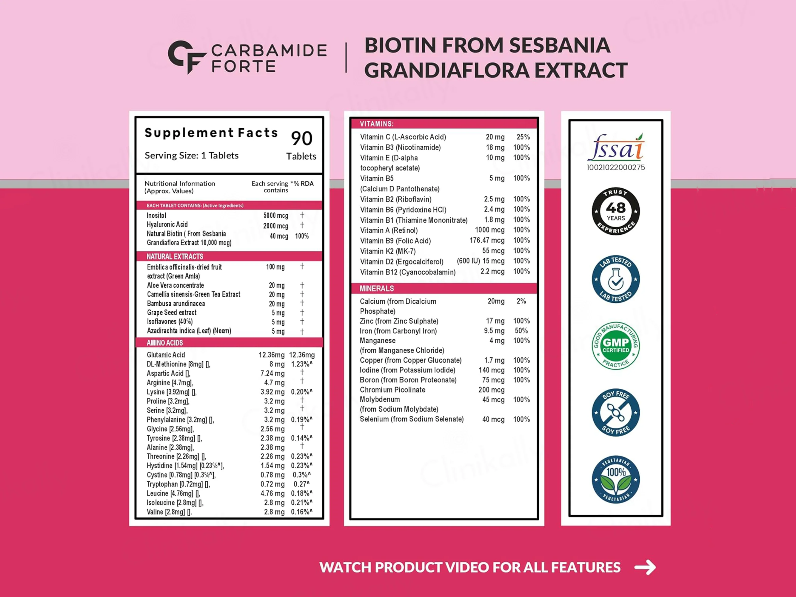 Carbamide Forte Biotin+ with 50 Multivitamin+ Tablet - Image 3