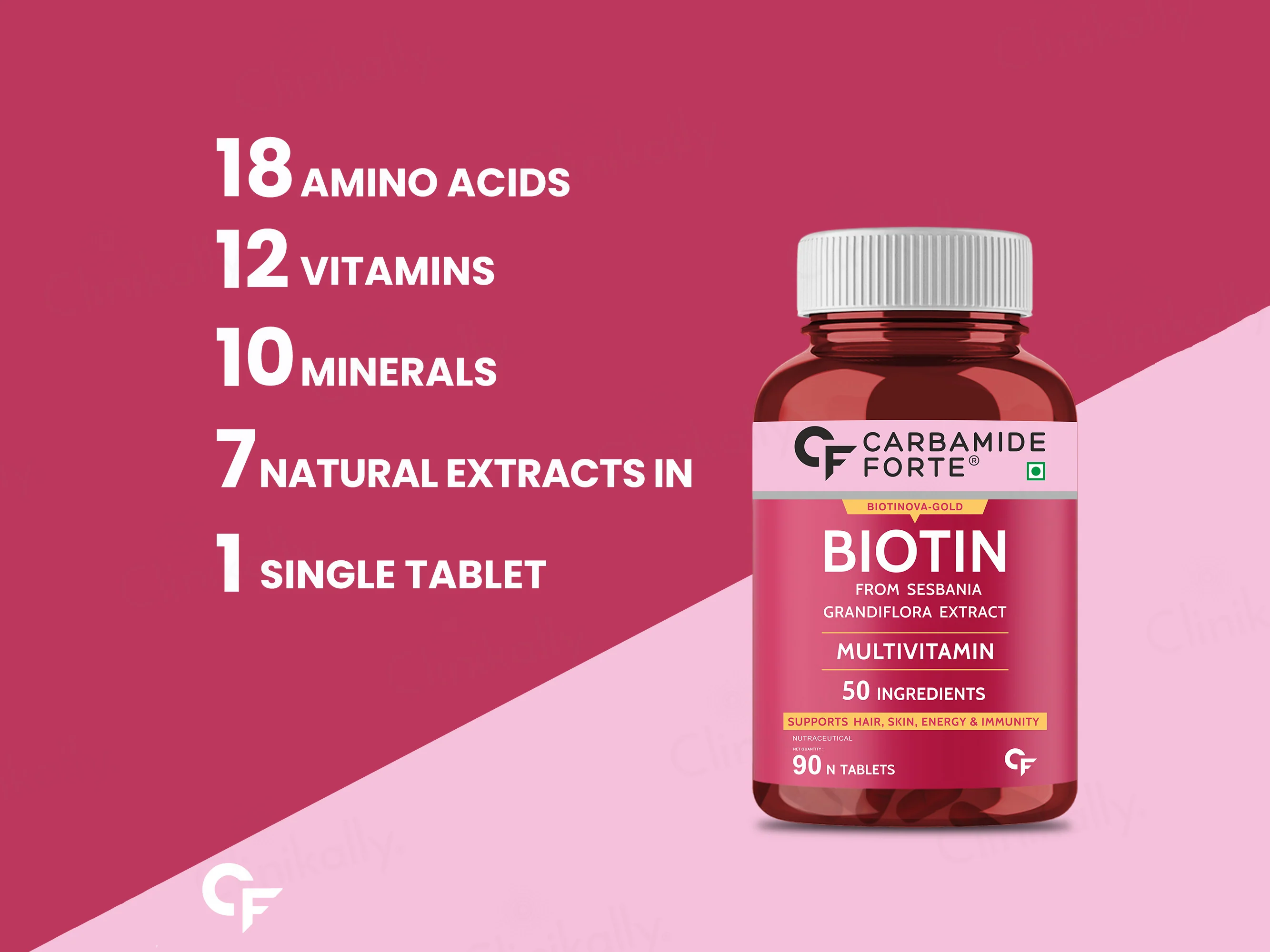 Carbamide Forte Biotin+ with 50 Multivitamin+ Tablet - Image 4