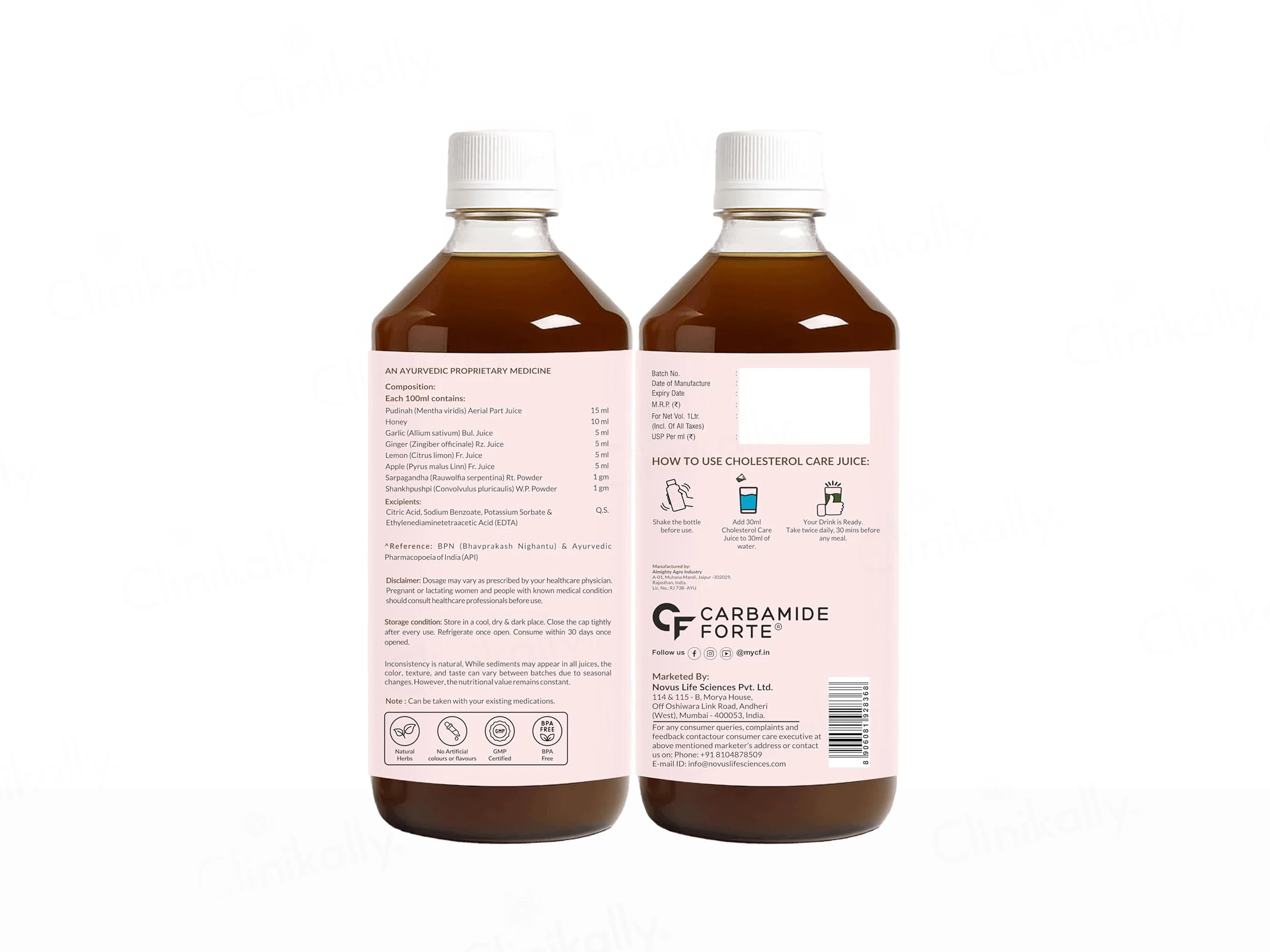 Carbamide Forte Cholesterol Care Sugar Free Juice For Healthy Cholesterol Levels - Image 9