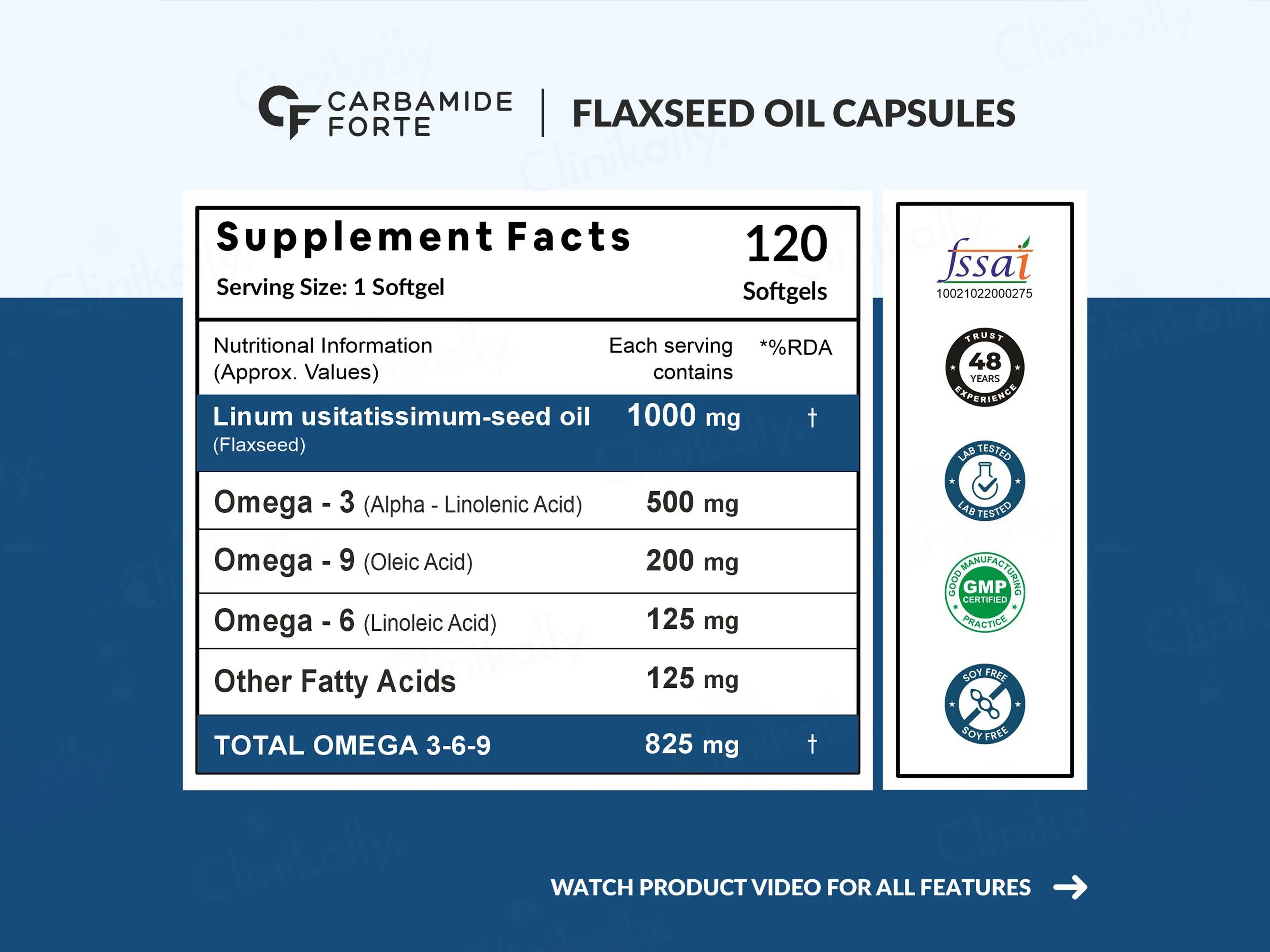 Carbamide Forte Cold Pressed Flaxseed Oil 1000mg Capsule - Image 3
