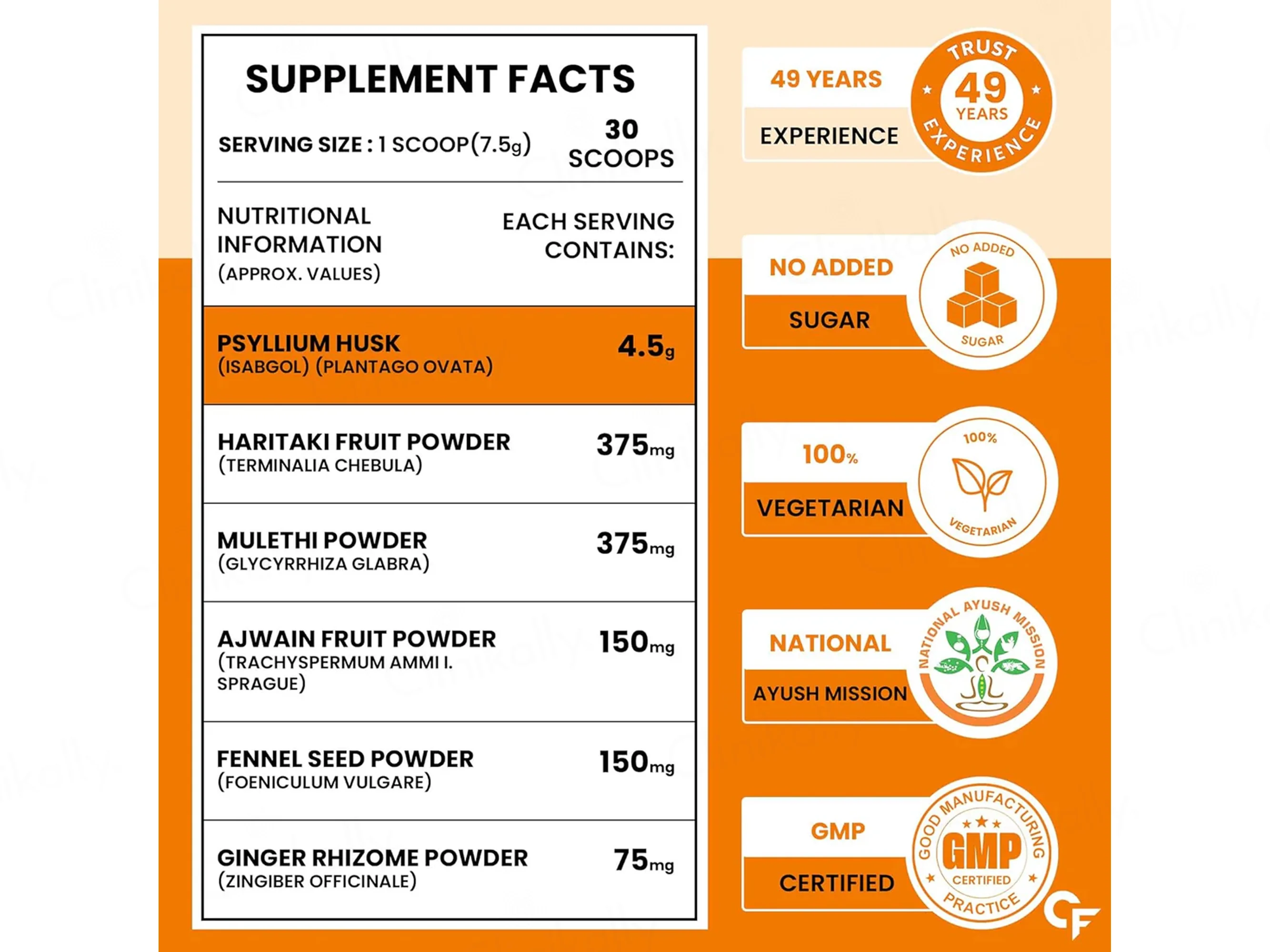 Carbamide Forte Isabgol Plus Powder - Orange Flavour - Image 2