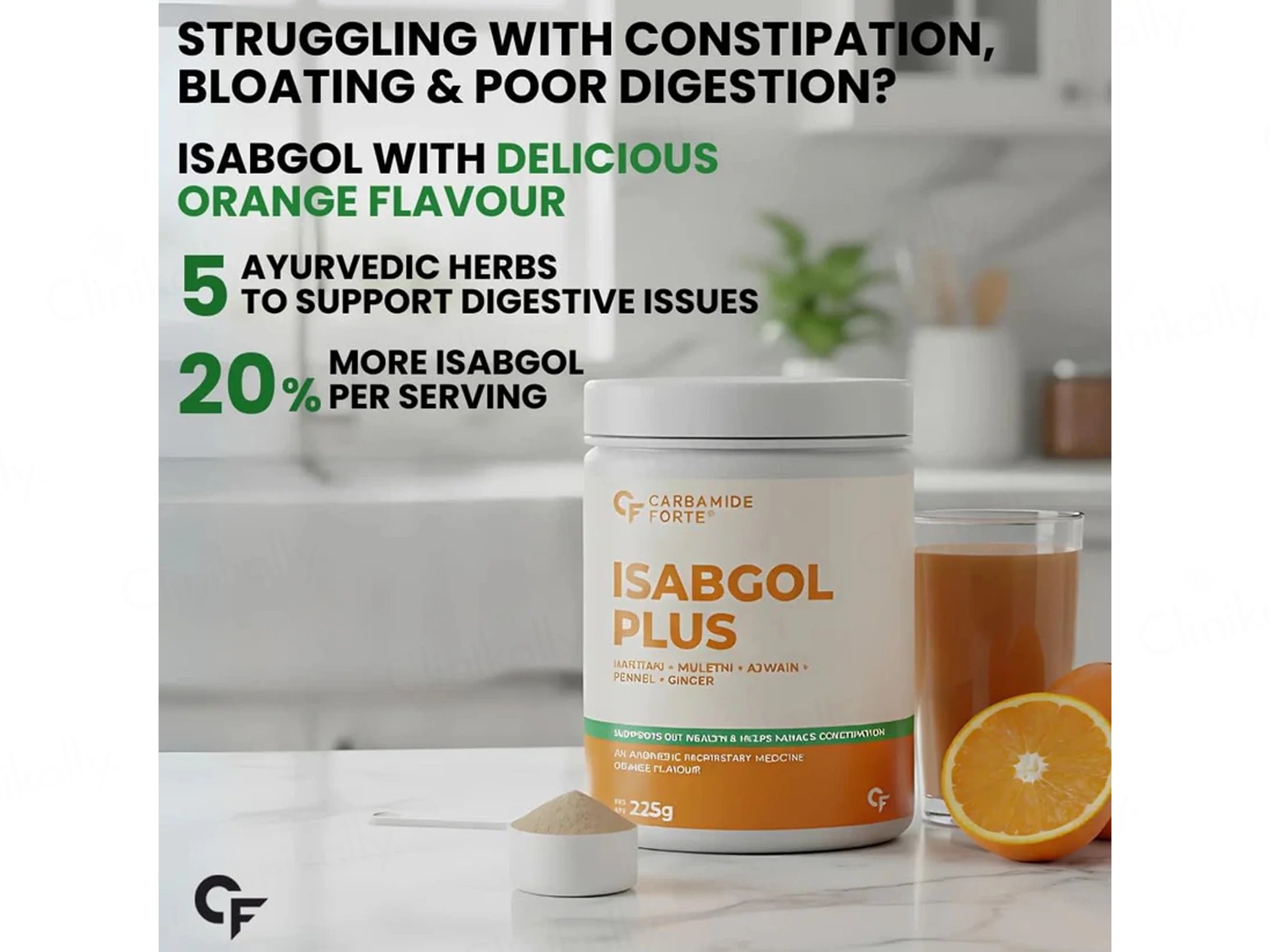 Carbamide Forte Isabgol Plus Powder - Orange Flavour - Image 3