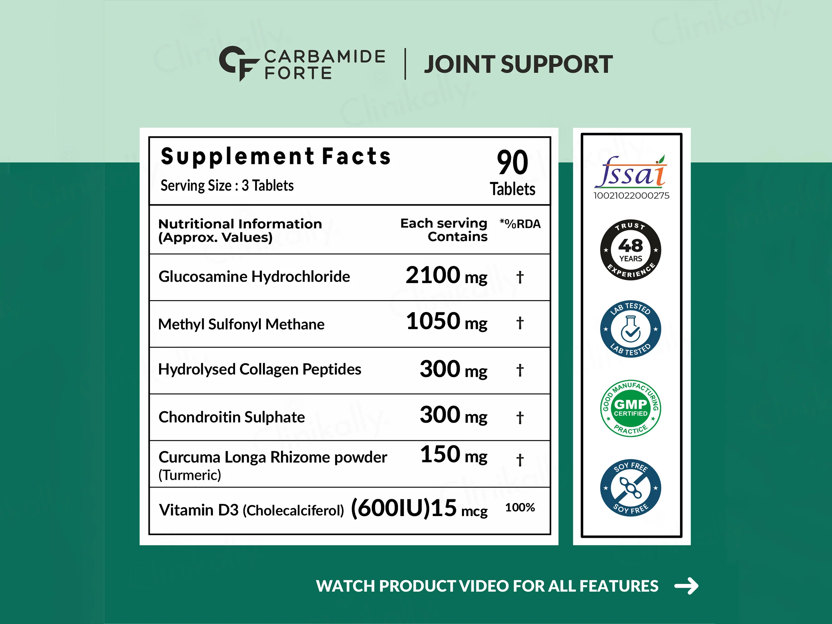 Carbamide Forte Joint Support 3900mg Tablet - Image 3