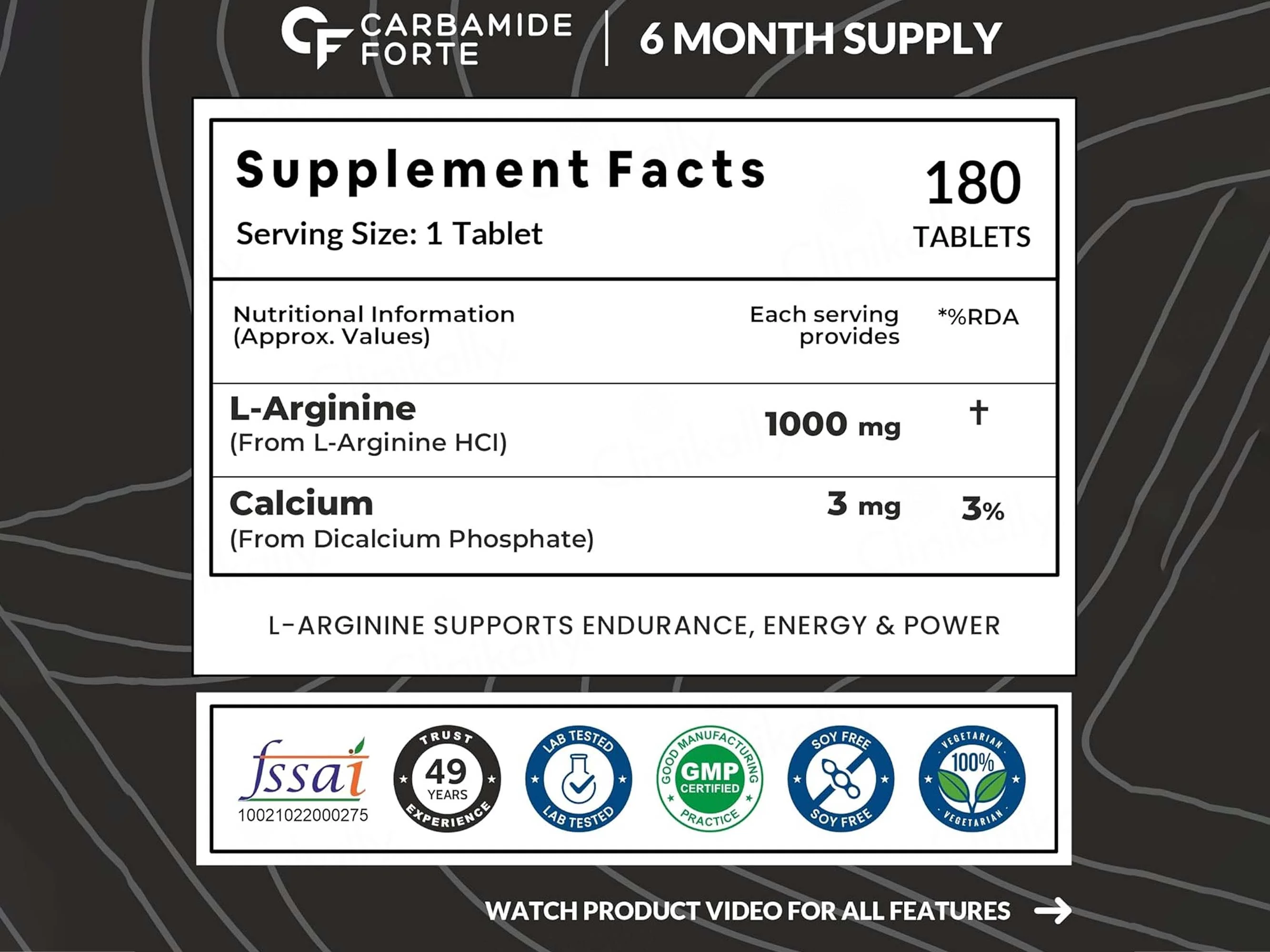 Carbamide Forte L-Arginine 1000mg Extra Strength Tablet - Image 2