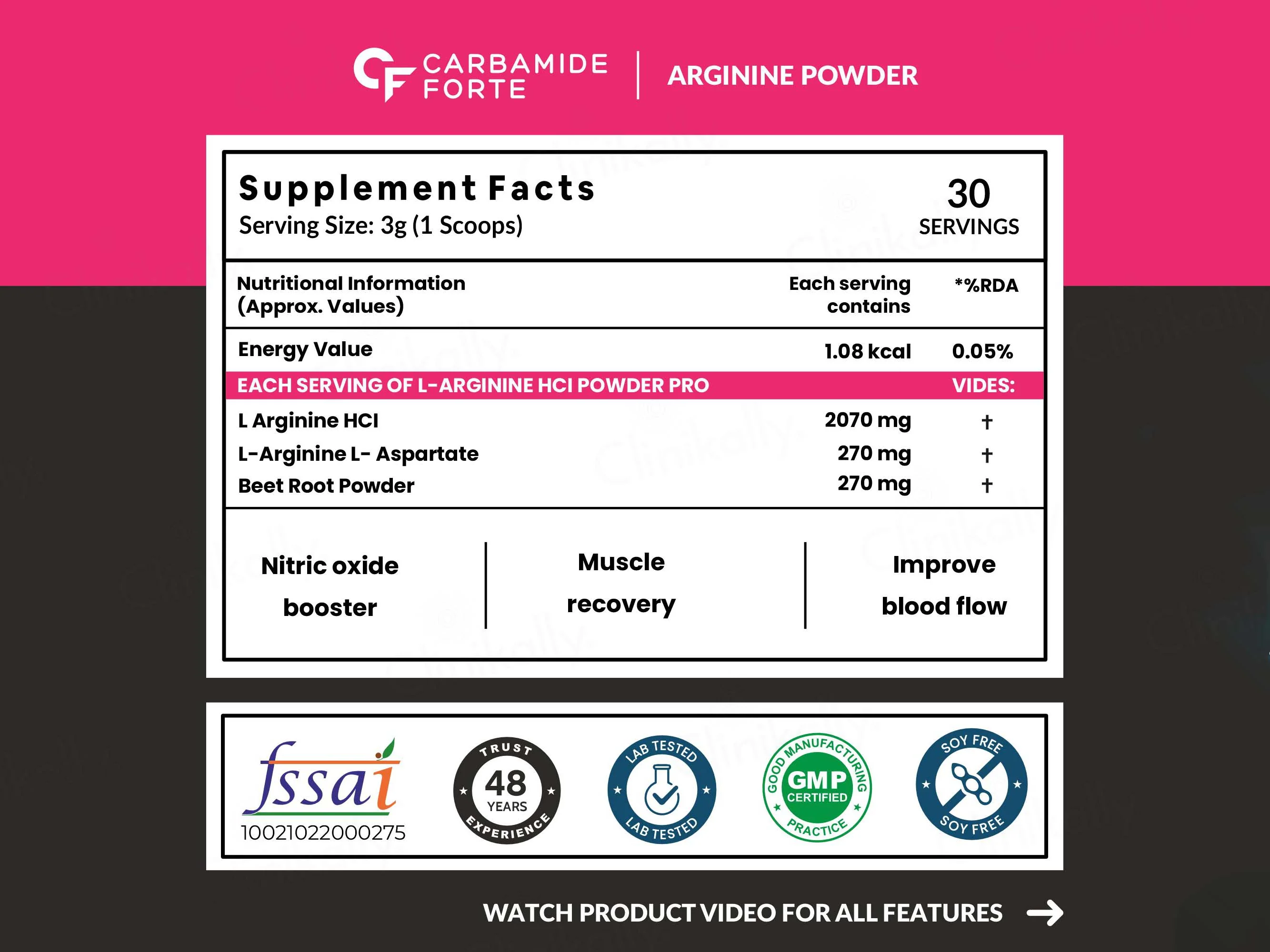 Carbamide Forte L Arginine 3000mg Powder - Masala Watermelon Flavour - Image 3