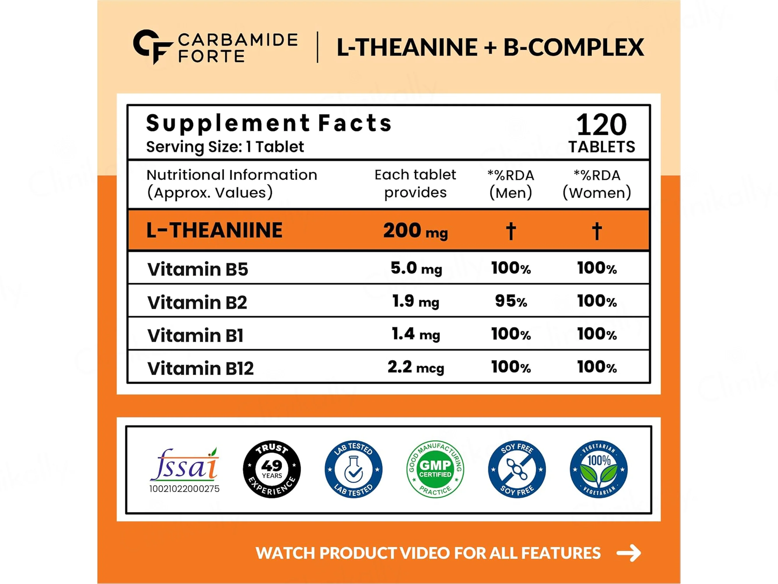 Carbamide Forte L-Theanine 200mg + Vitamin Blend Tablet - Image 2