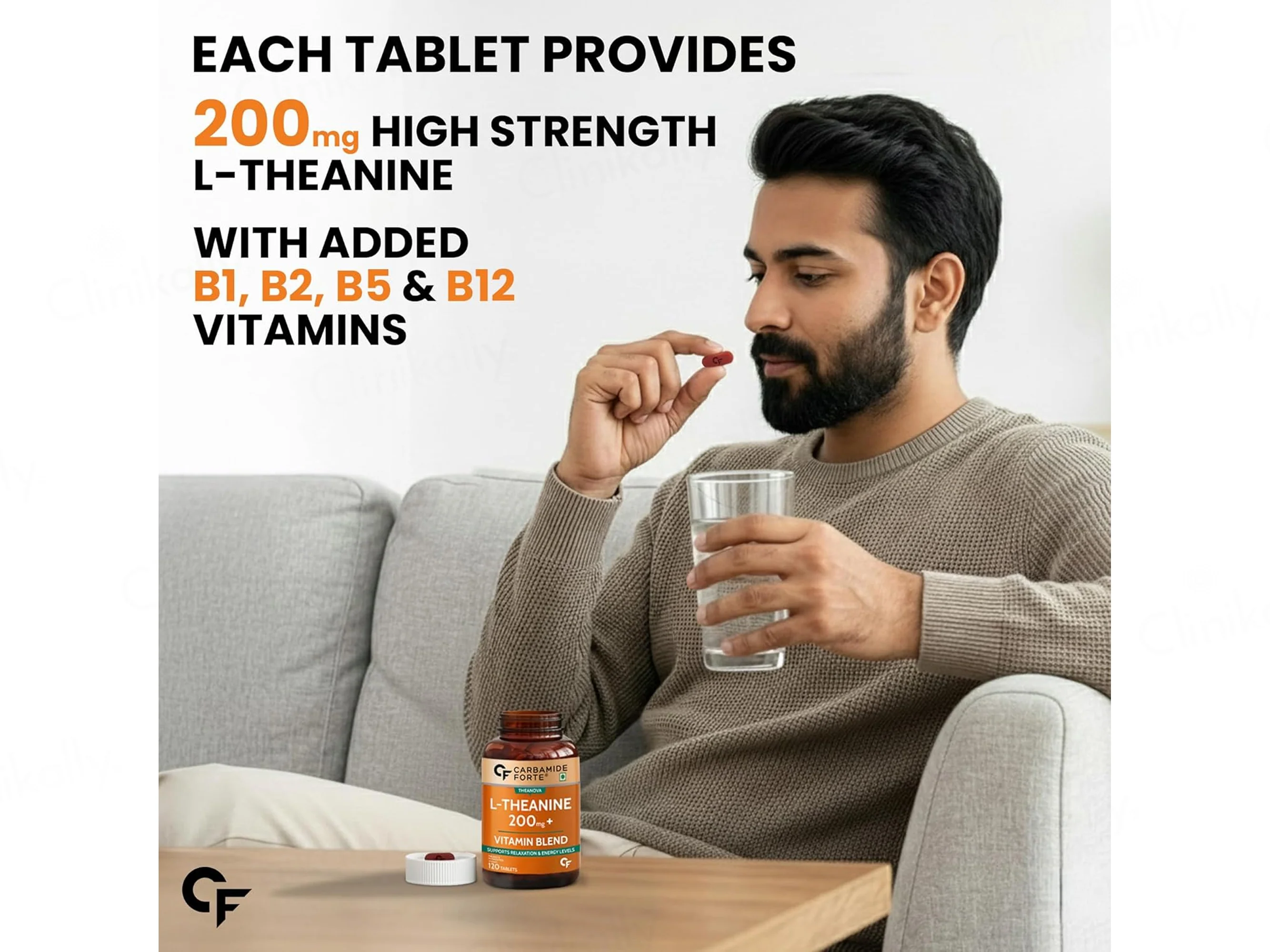 Carbamide Forte L-Theanine 200mg + Vitamin Blend Tablet - Image 3