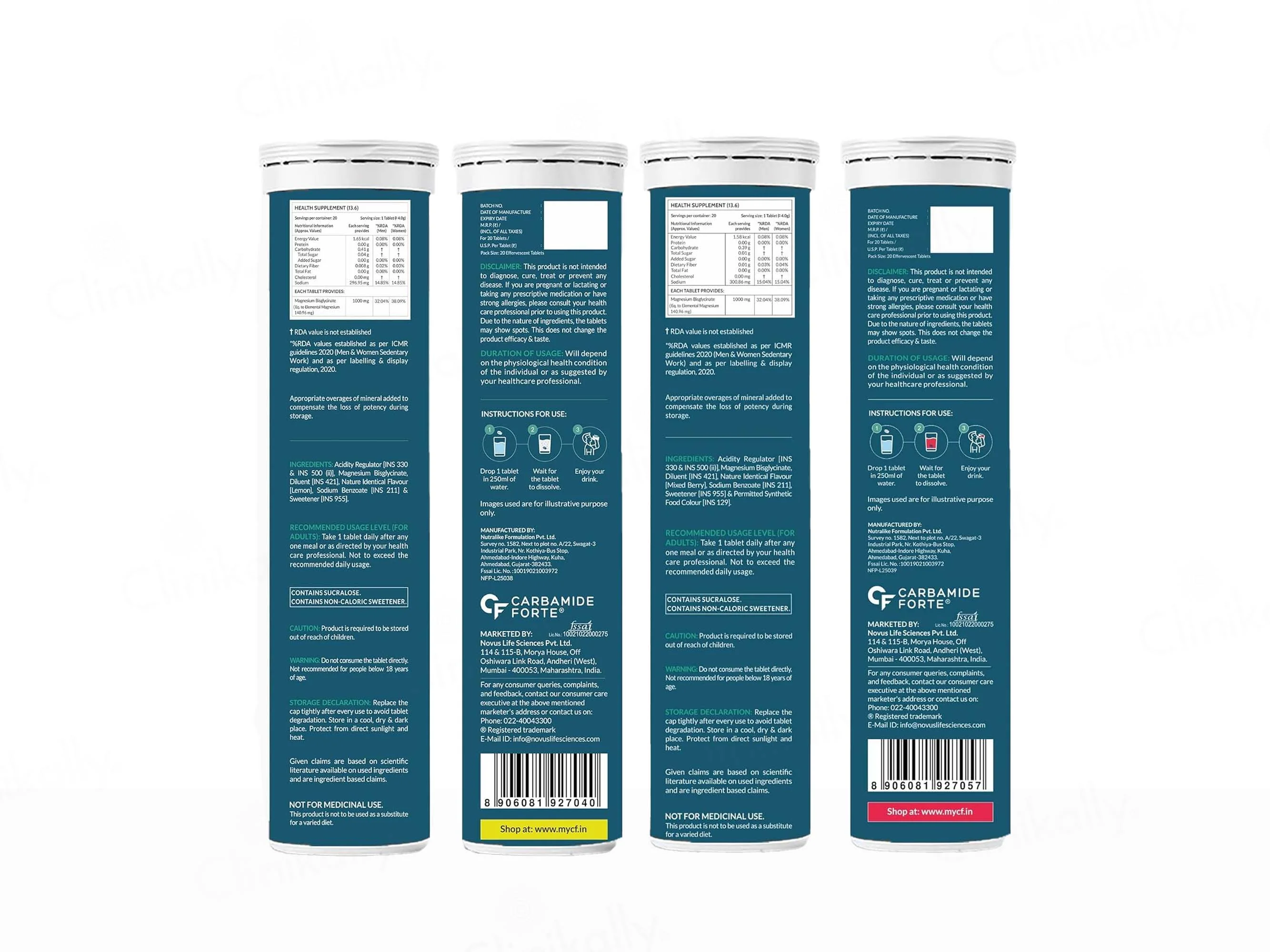 Carbamide Forte Magnesium Bisglycinate Effervescent Tablet Combo Pack - Lemon & Mixed Berry Flavour - Image 10