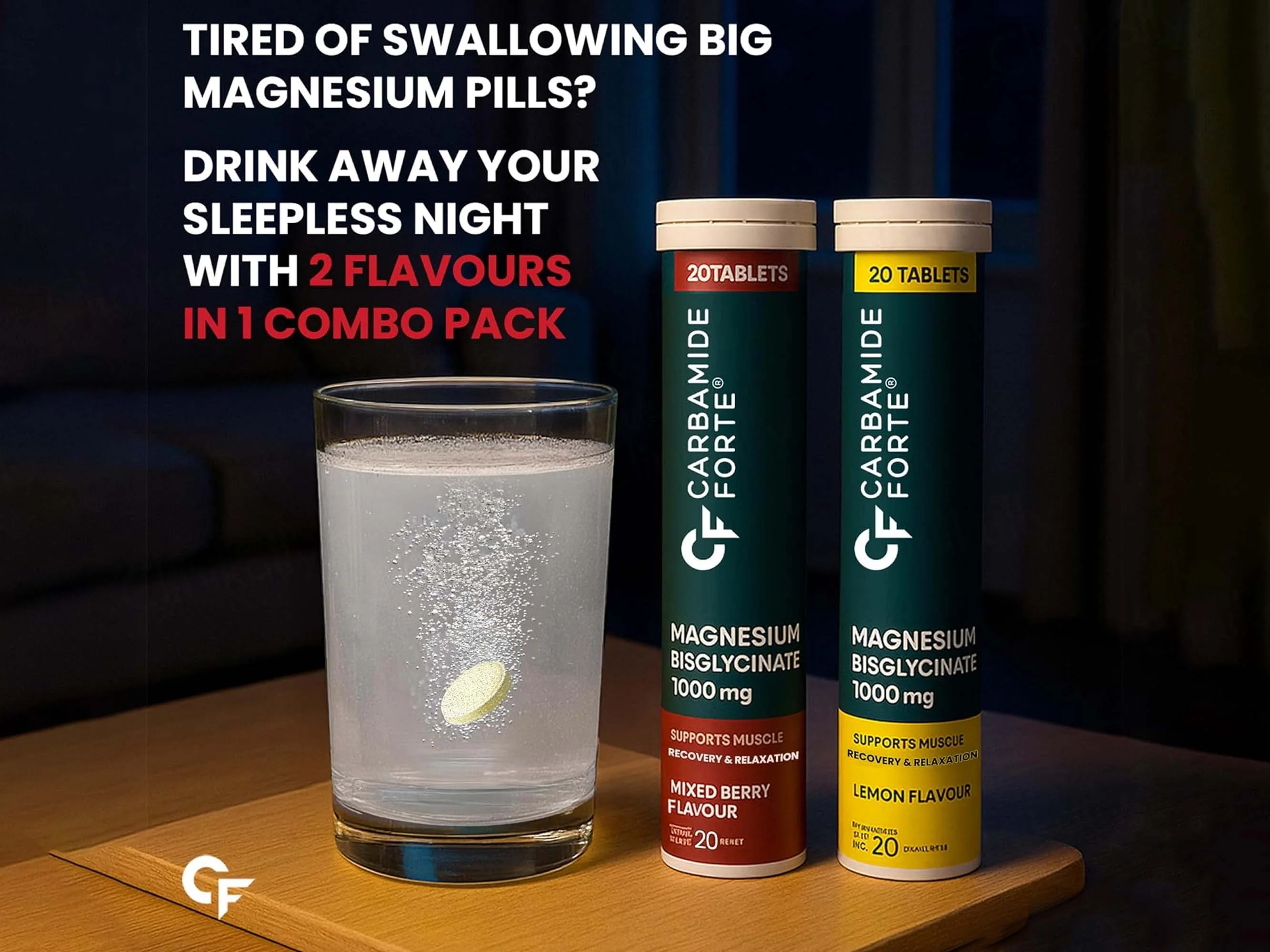 Carbamide Forte Magnesium Bisglycinate Effervescent Tablet Combo Pack - Lemon & Mixed Berry Flavour - Image 5