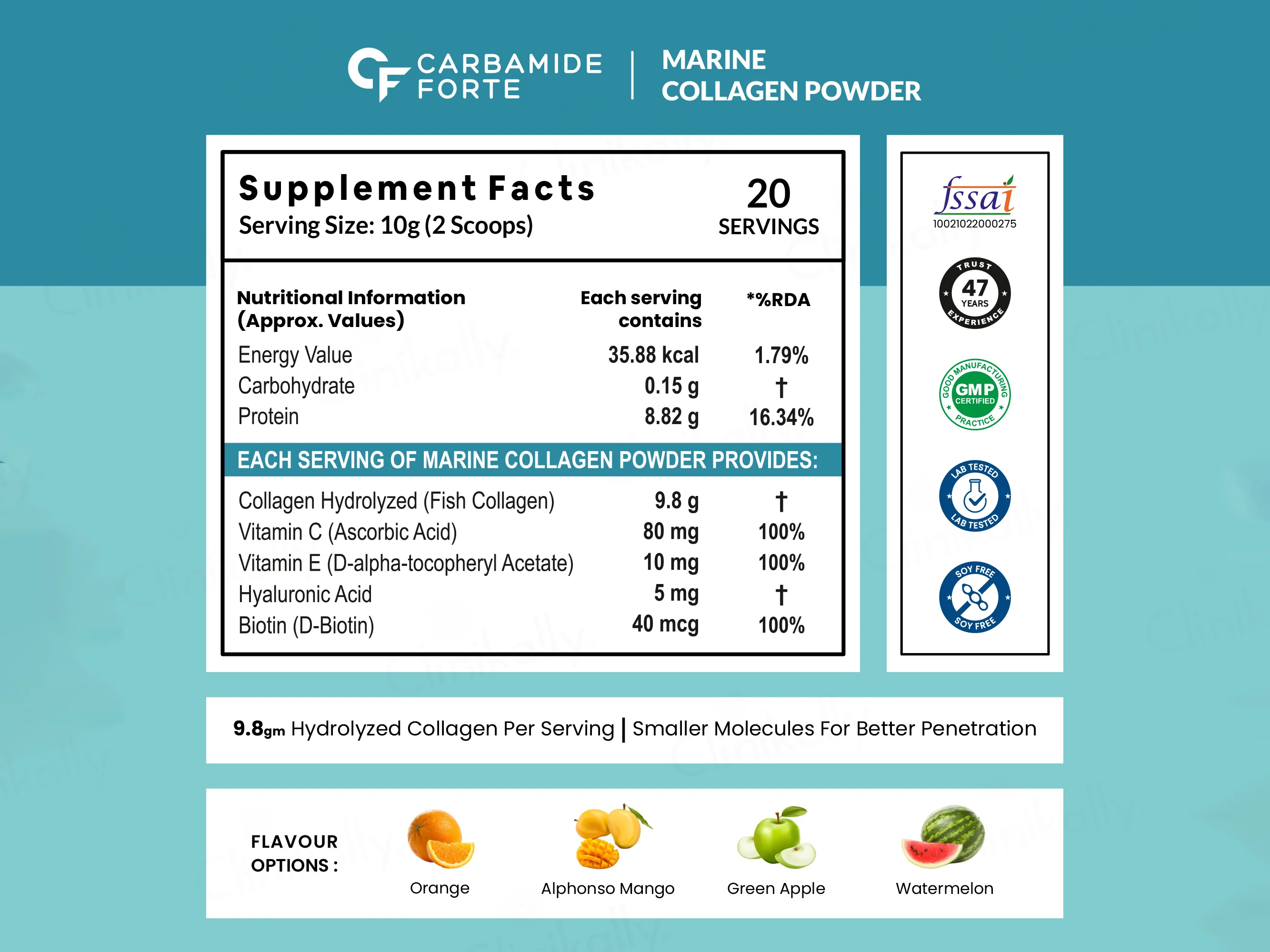 Carbamide Forte Marine Collagen Powder Supplement - Citrus Burst Orange Flavour - Image 3