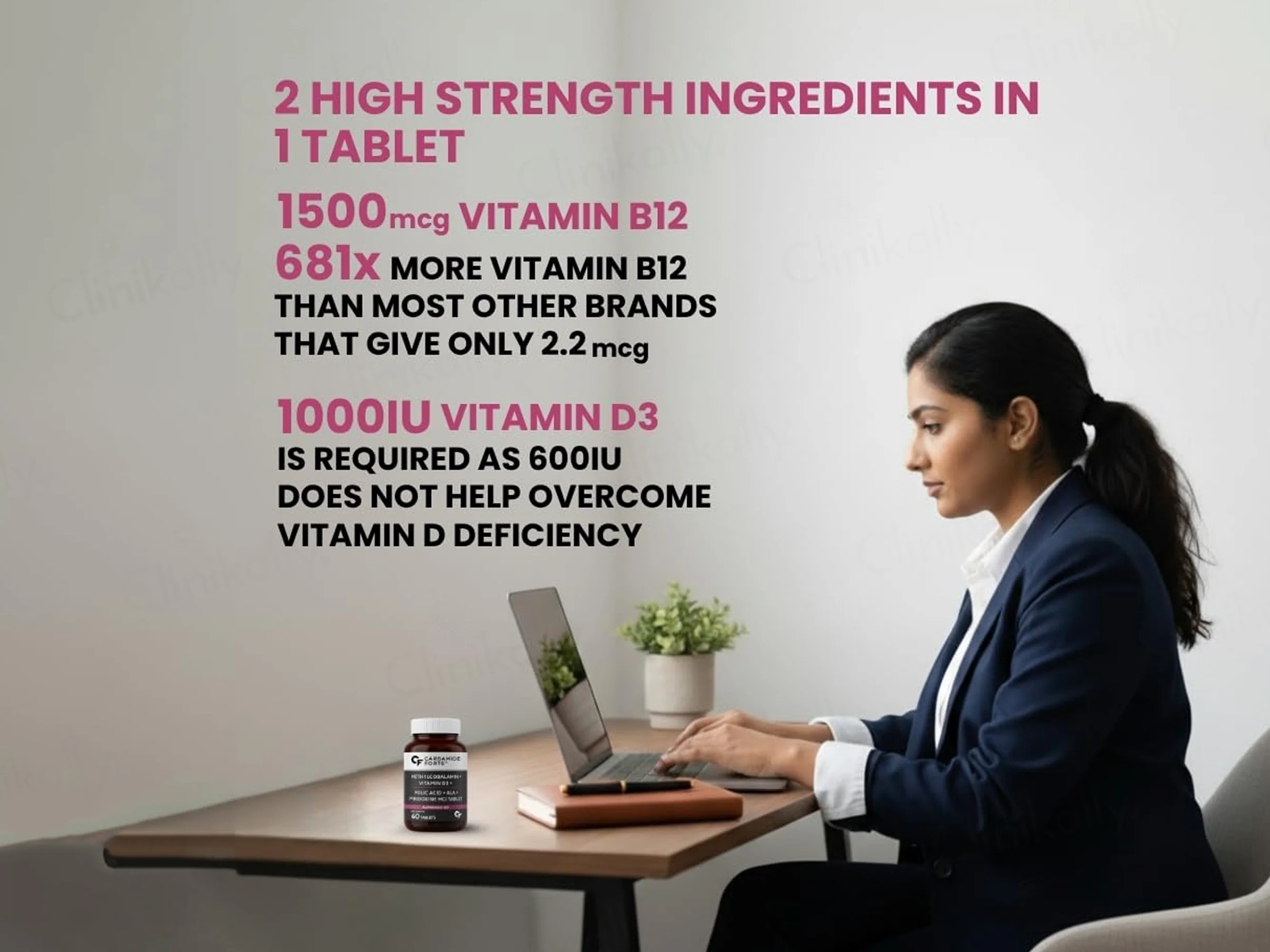 Carbamide Forte Methylcobalamin + Vitamin D3 + Folic Acid + Alpha Lipoic Acid + Pyridoxine Tablet - Image 4