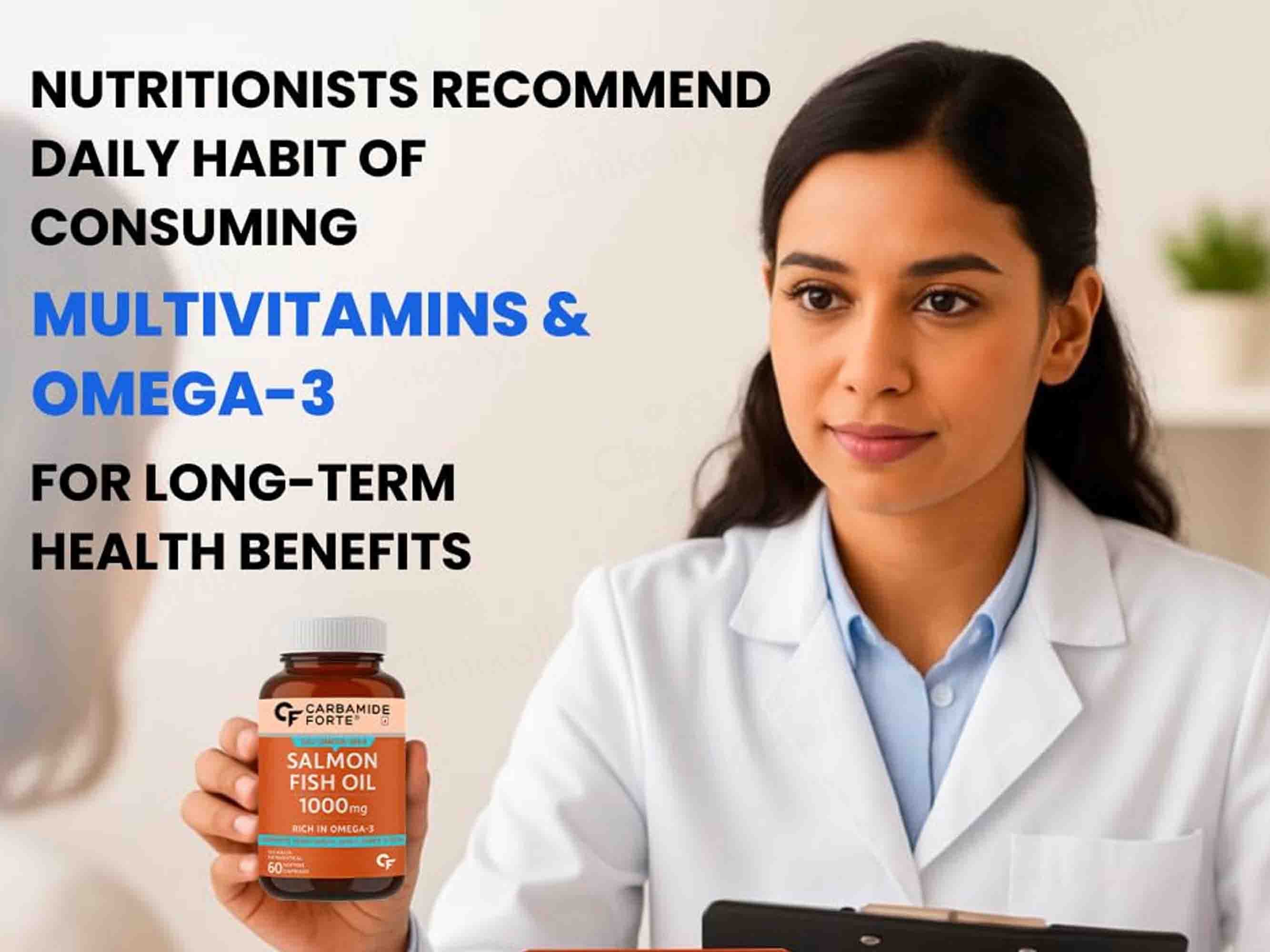 Carbamide Forte Multivitamin With Probiotics & Ginseng + Salmon Fish Oil 1000mg Combo Pack For Men - Image 3
