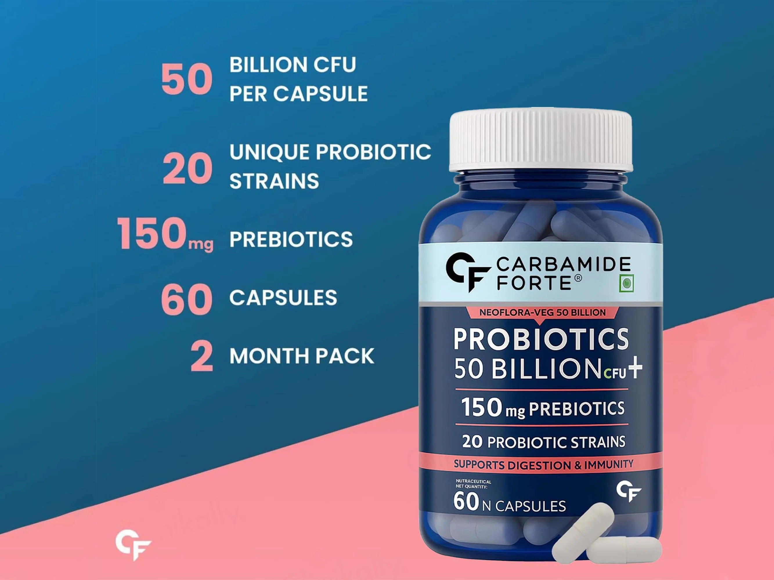 Carbamide Forte Probiotics 50 Billion CFU+ Capsule - Image 5
