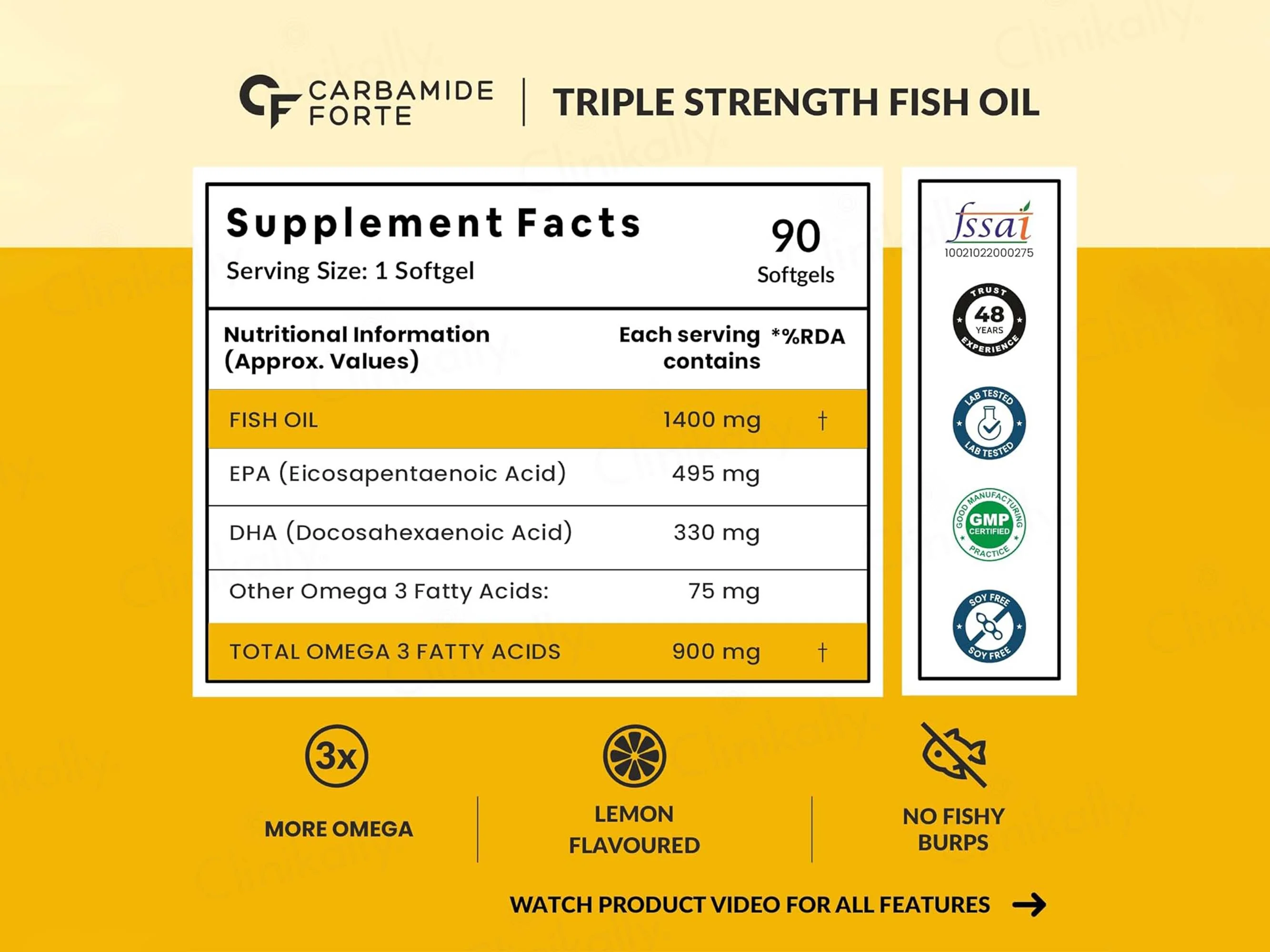 Carbamide Forte Triple Strength Fish Oil 1400mg + Omega-3 Capsule - Image 3