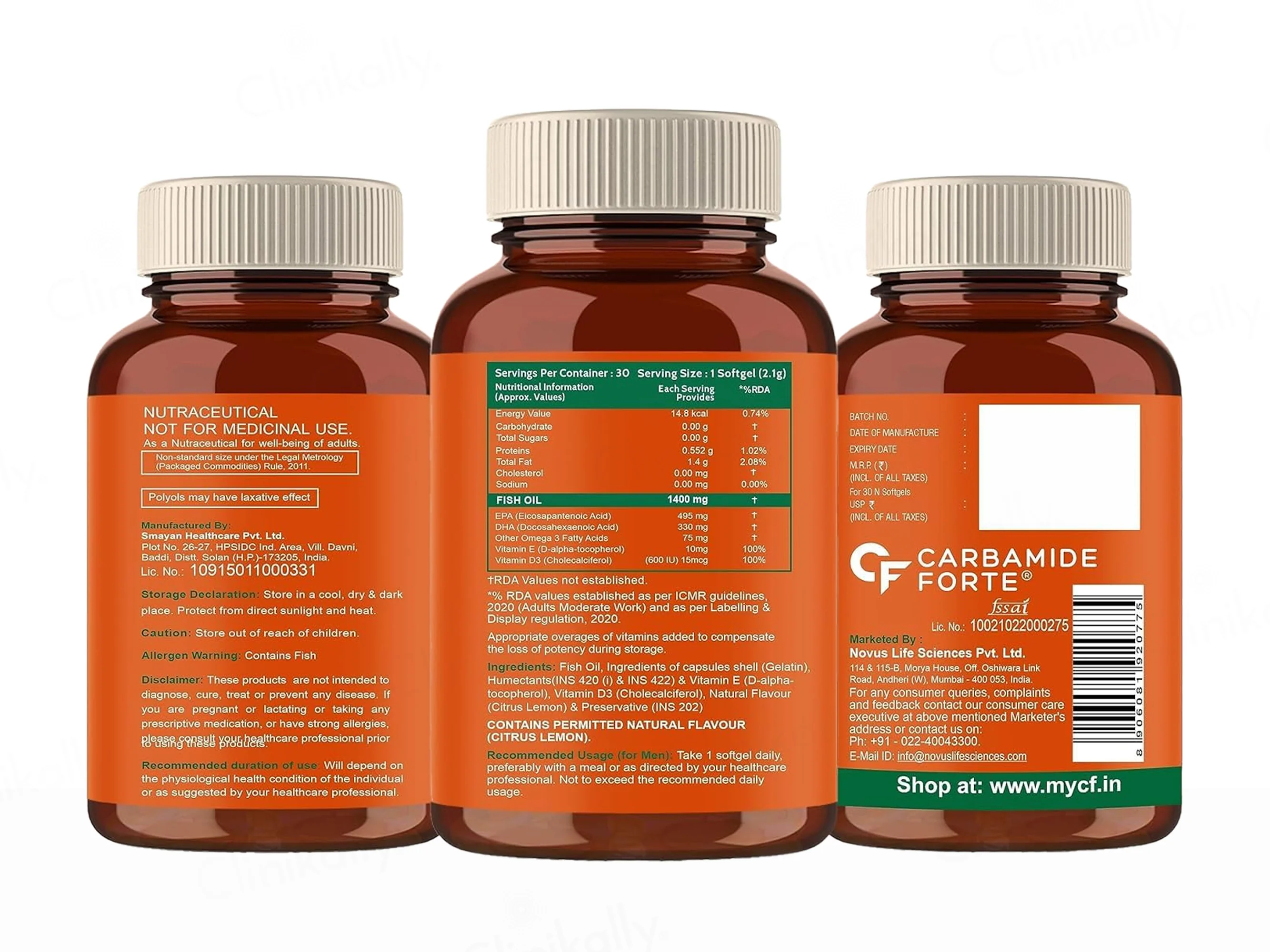 Carbamide Forte Triple Strength Fish Oil 1400mg + Vitamin D3 + E Softgel Capsule - Image 10