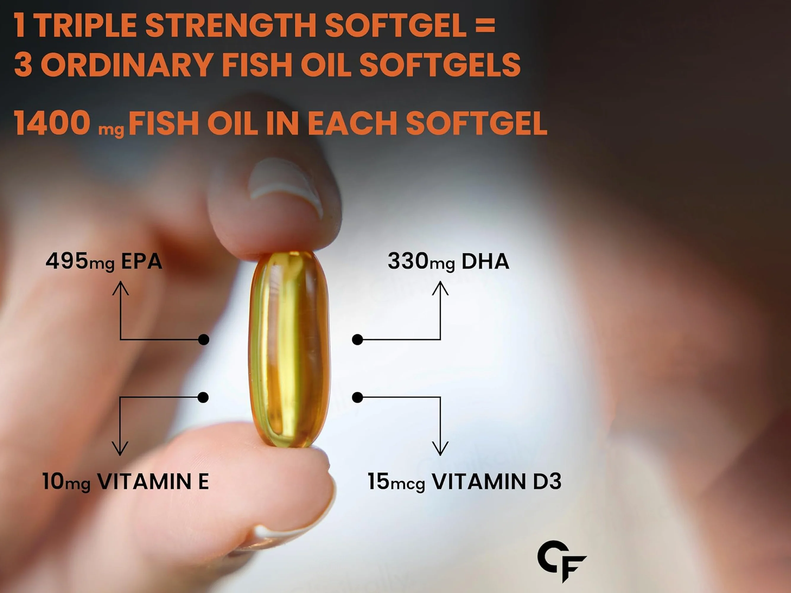 Carbamide Forte Triple Strength Fish Oil 1400mg + Vitamin D3 + E Softgel Capsule - Image 3
