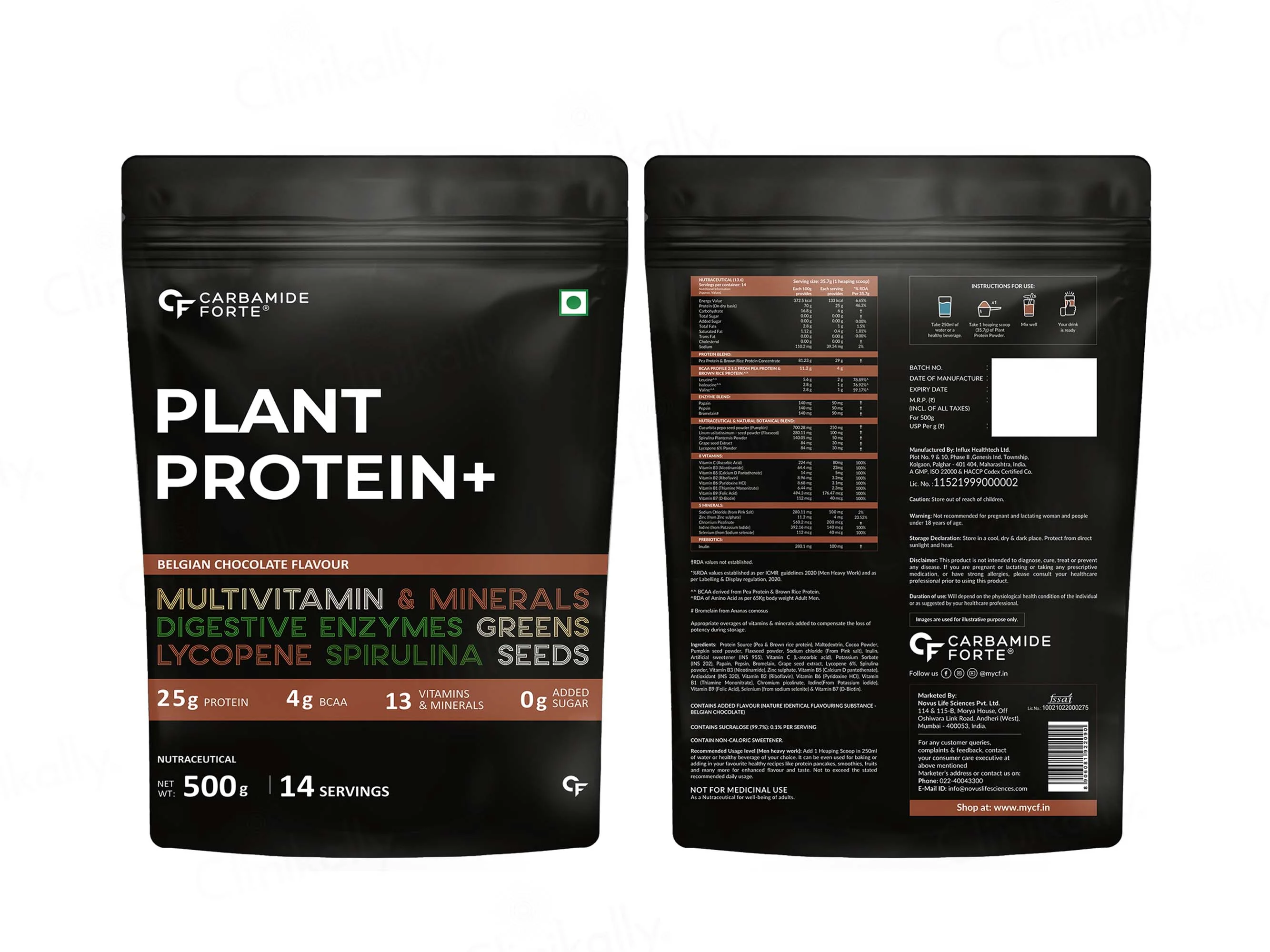 Carbamide Forte Vegan Protein Plus Powder - Belgian Chocolate Flavour - Image 9