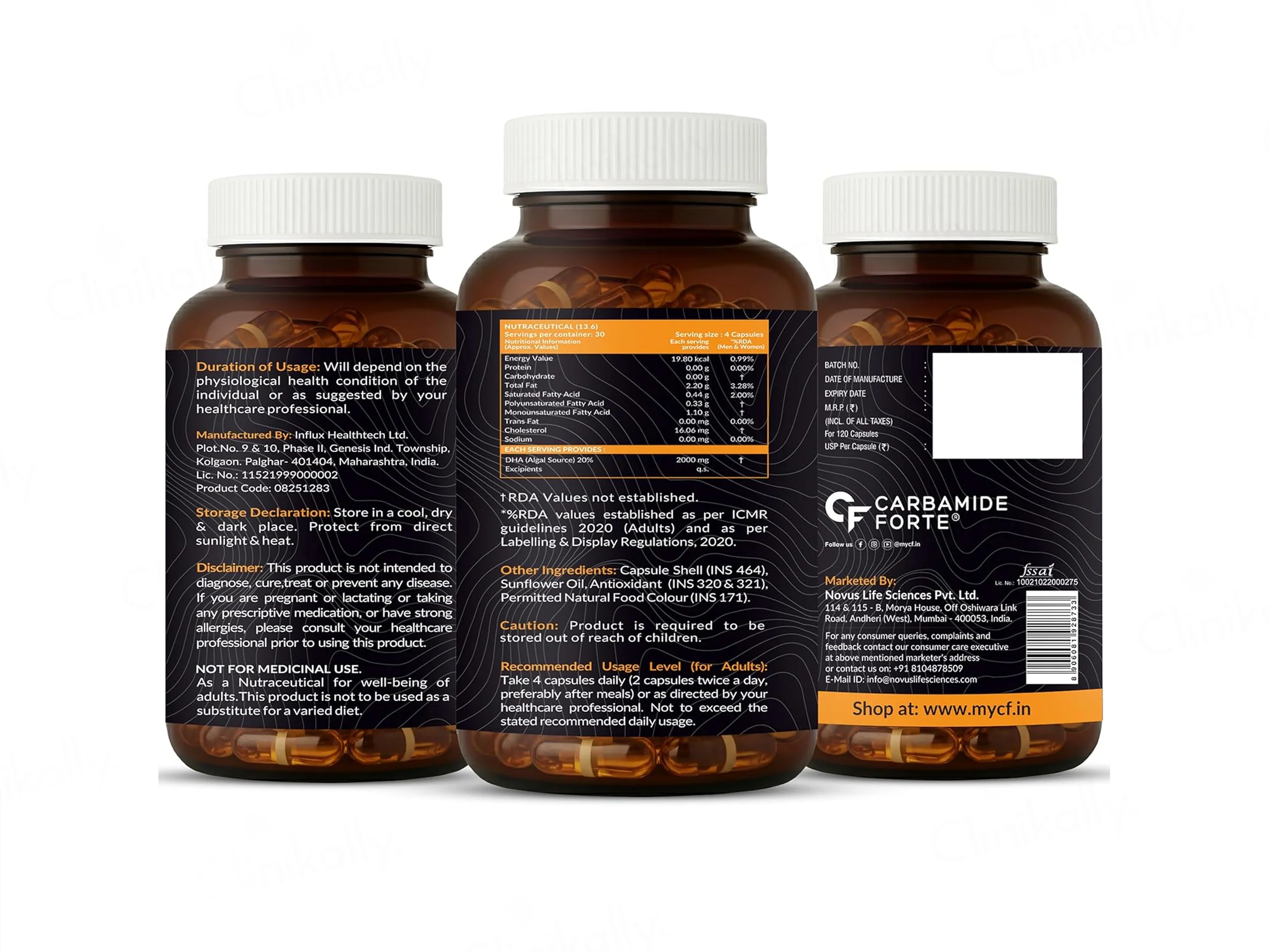 Carbamide Forte Vegetarian Omega-3 2000mg With Algal DHA 20% Liquid Filled Capsule - Image 11
