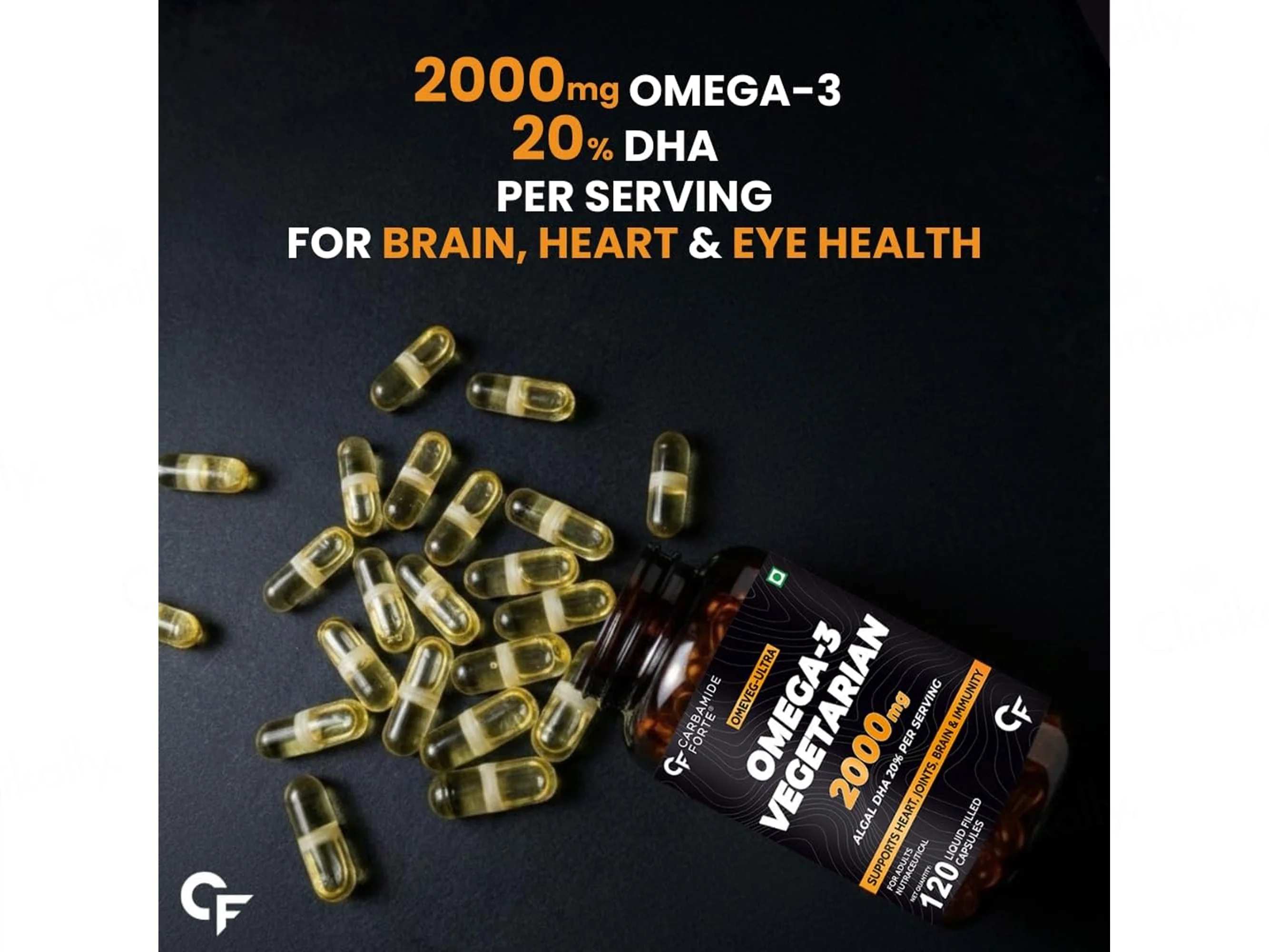 Carbamide Forte Vegetarian Omega-3 2000mg With Algal DHA 20% Liquid Filled Capsule - Image 3