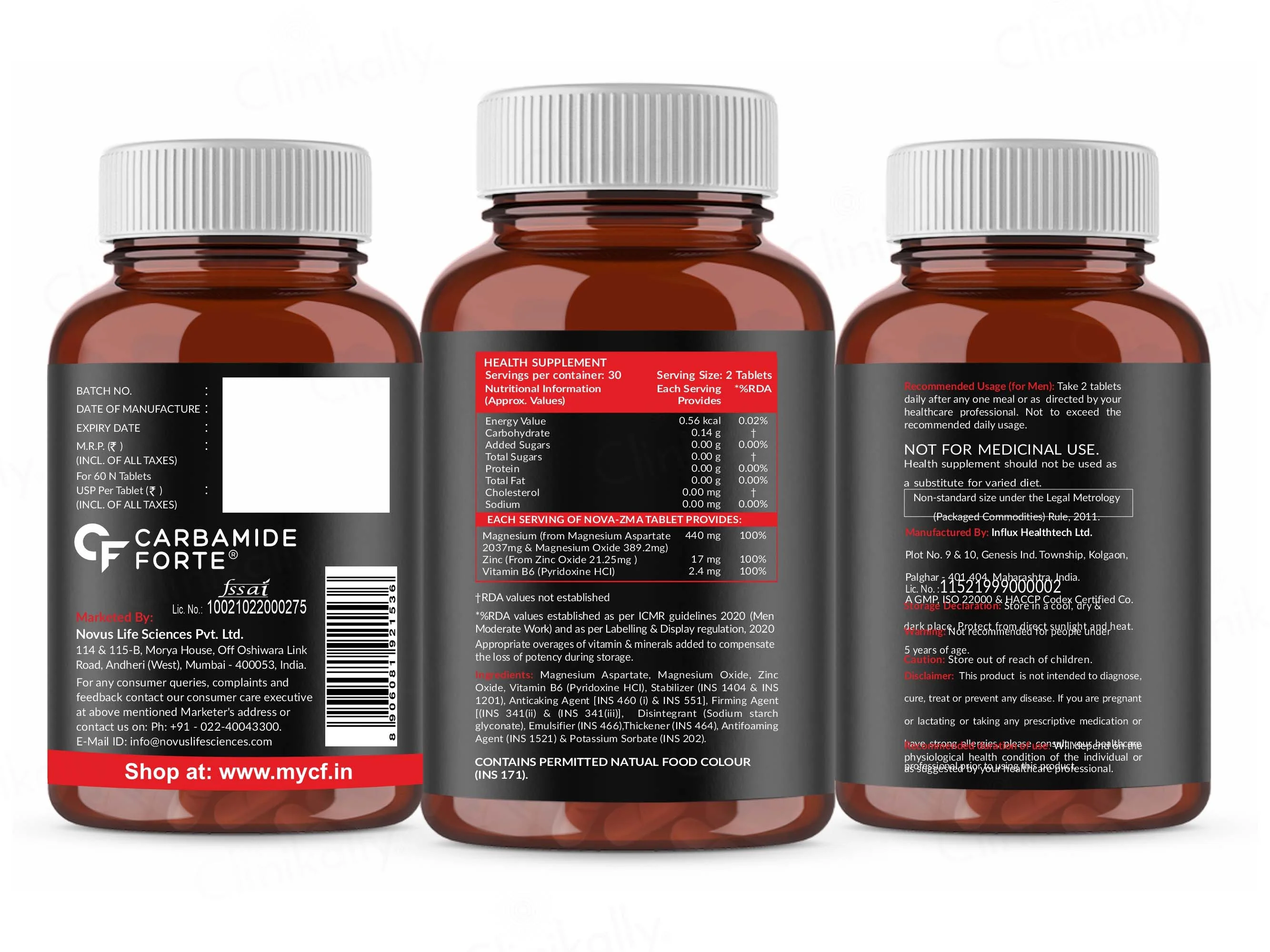 Carbamide Forte ZMA - Zinc, Magnesium Aspartate & Vitamin B6 Tablet - Image 12
