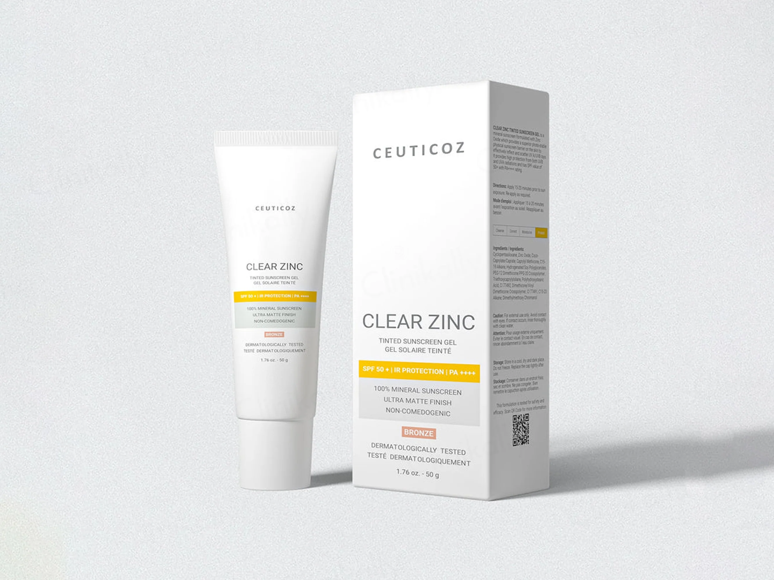Ceuticoz Clear Zinc Tinted Sunscreen Gel SPF 50+ PA++++ (Bronze) - Image 2