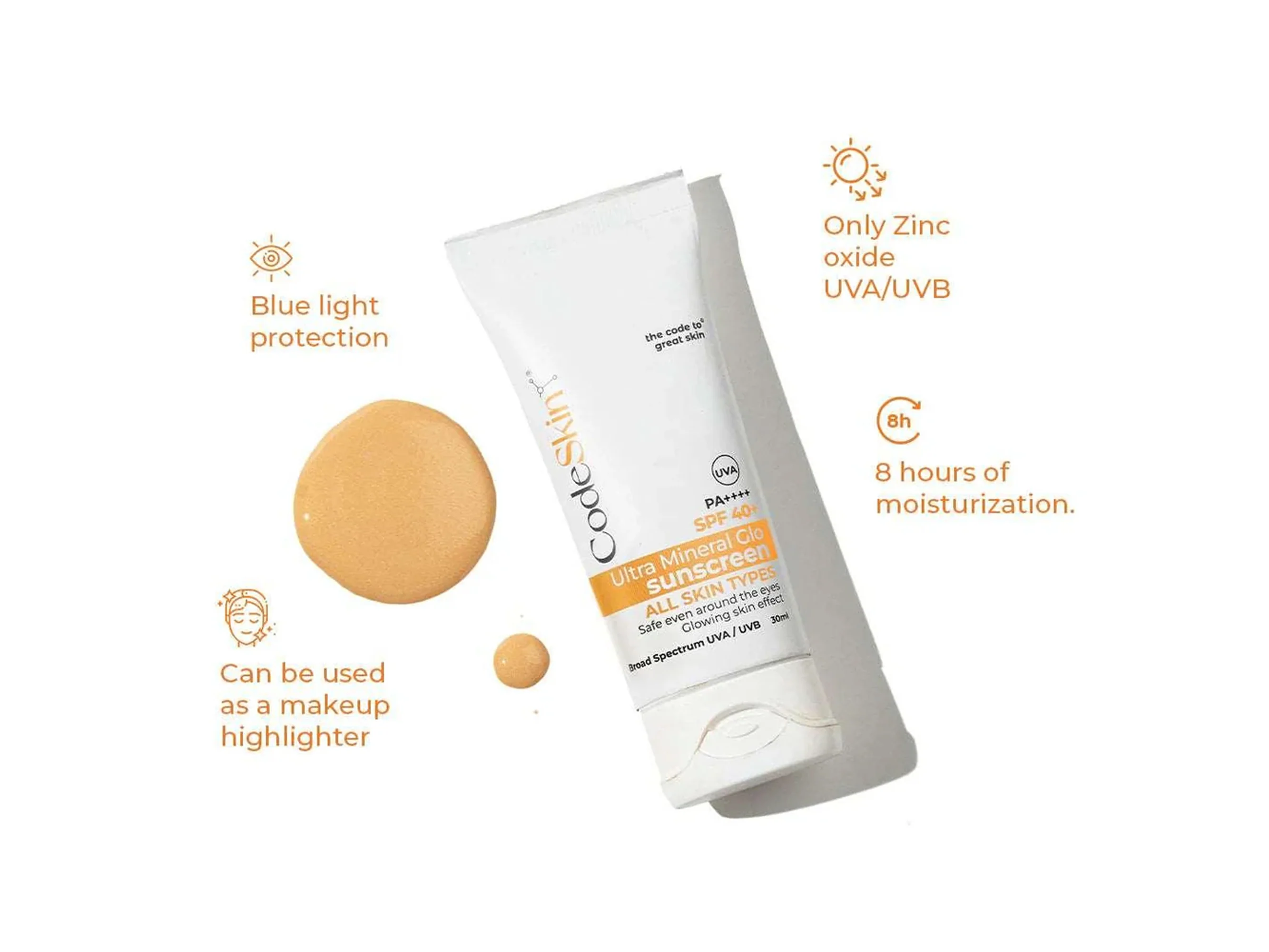 CodeSkin UltraMineral Glo Sunscreen SPF 40+ PA++++ - Image 5