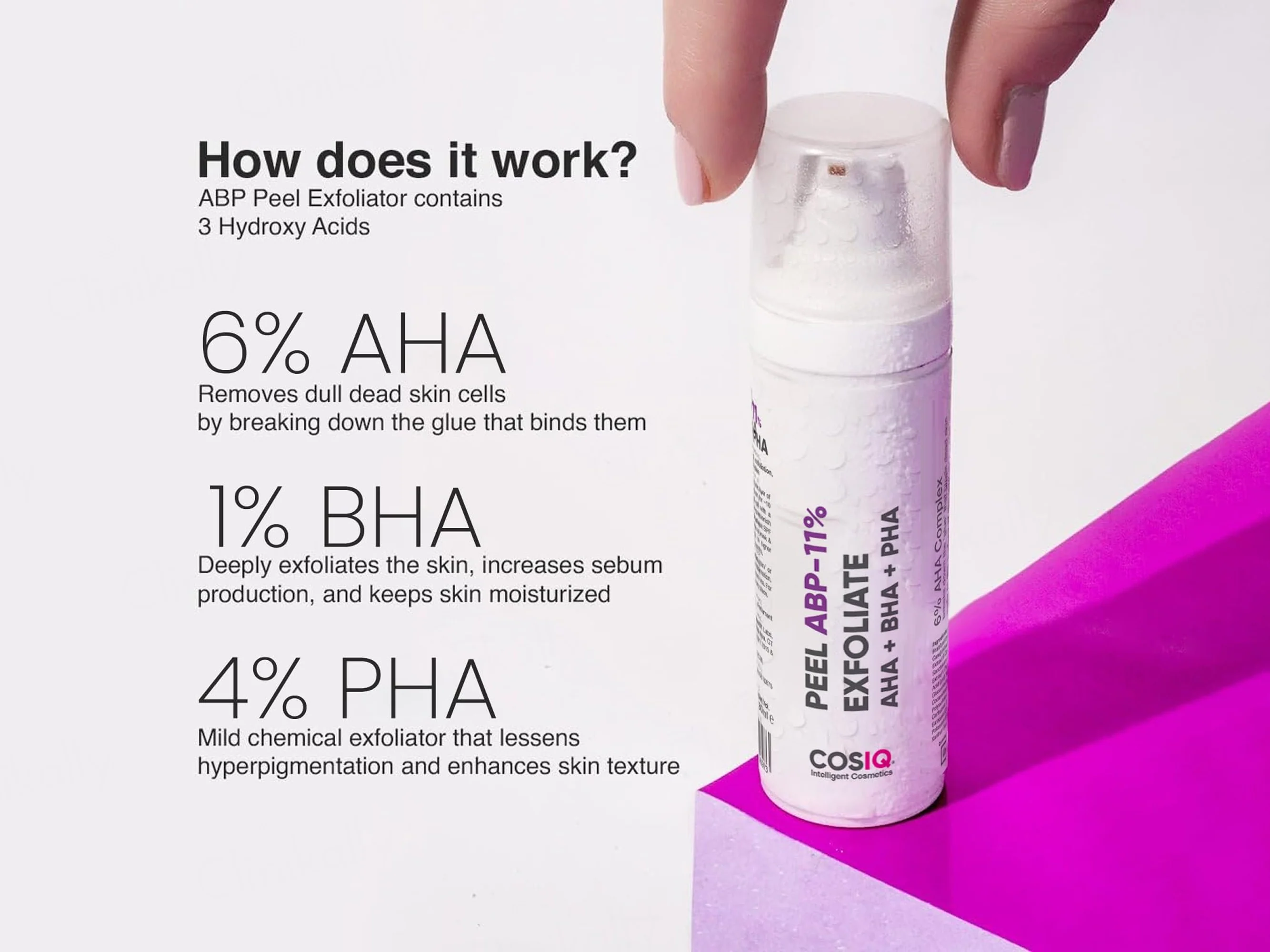 CosiQ ABP-11% AHA + BHA + PHA Gentle Exfoliating Peeling Solution - Image 3