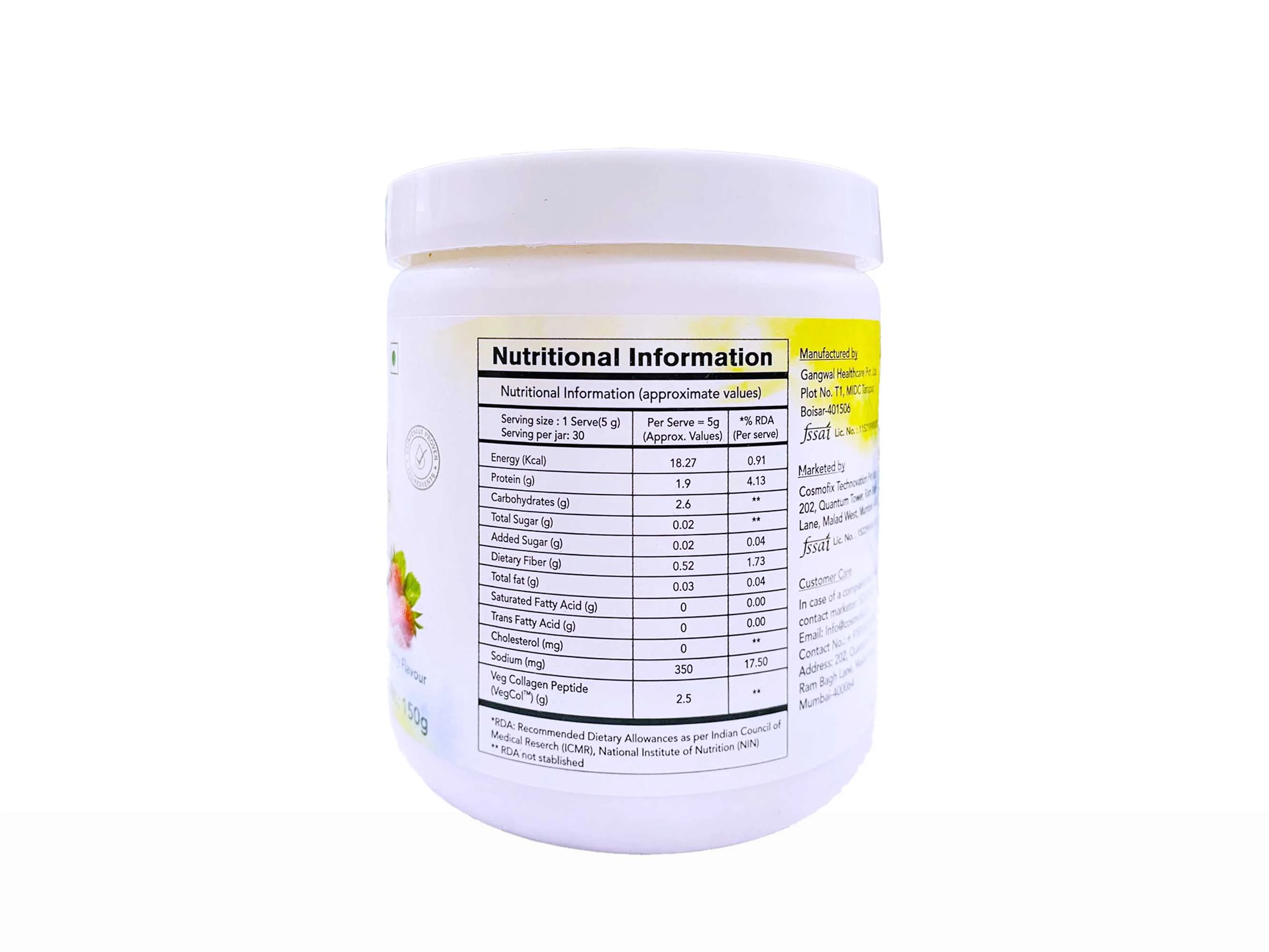 Cosmofix Procoll Veg Collagen Peptide Powder - Strawberry Flavour - Image 2