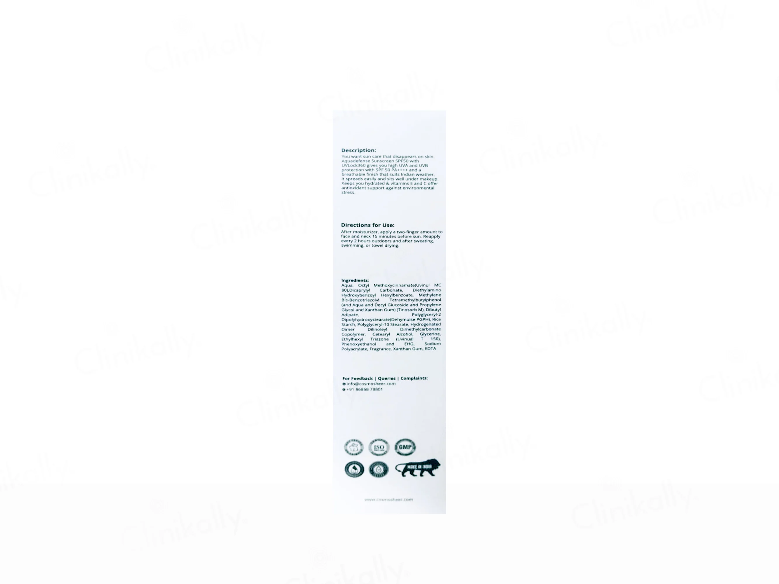 Cosmosheer Aquadefense Uvlock 360 Sunscreen SPF 50 PA++++ - Image 2