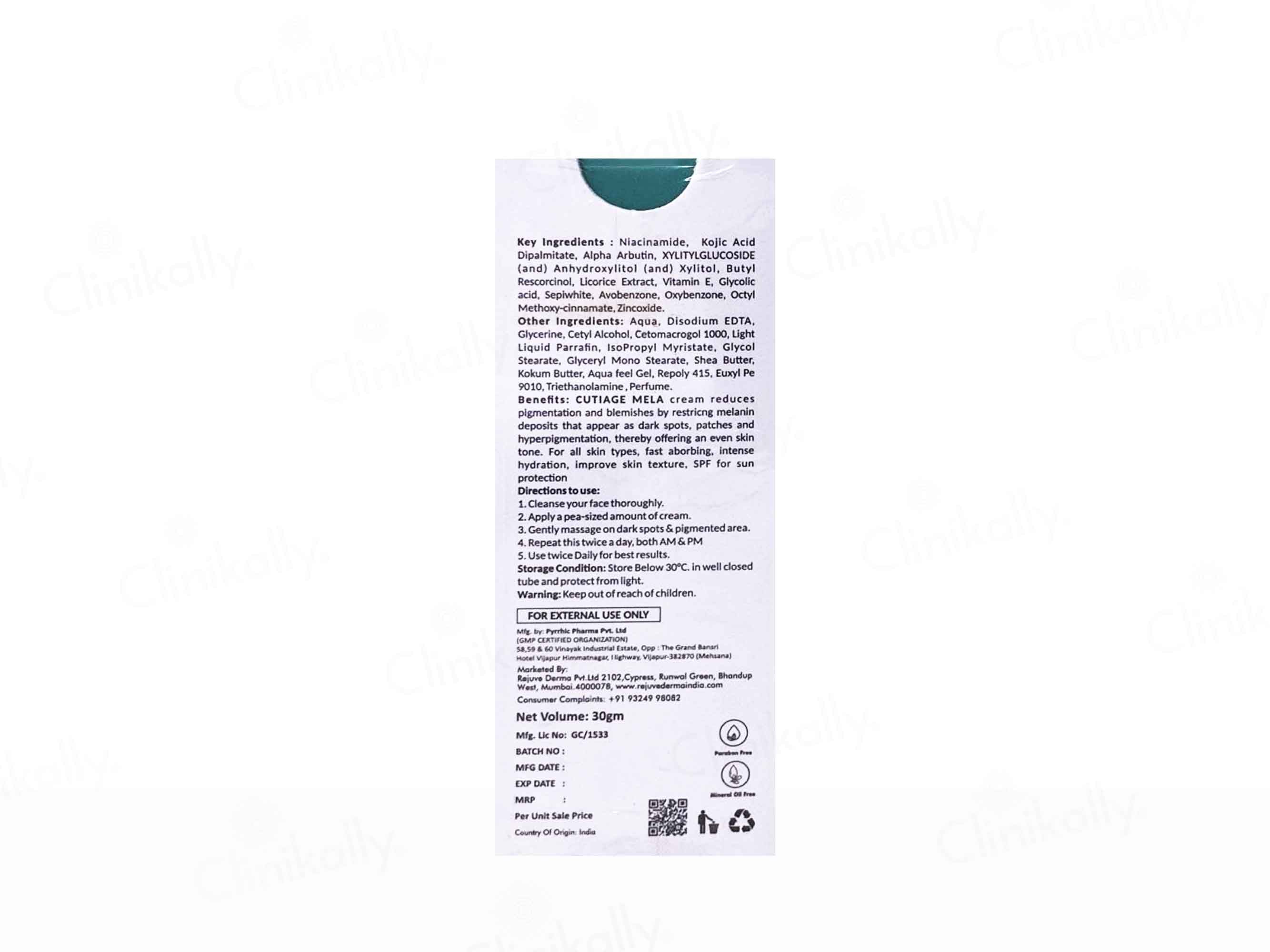 Cutiage Mela Depigmenting Cream SPF 30 - Image 3
