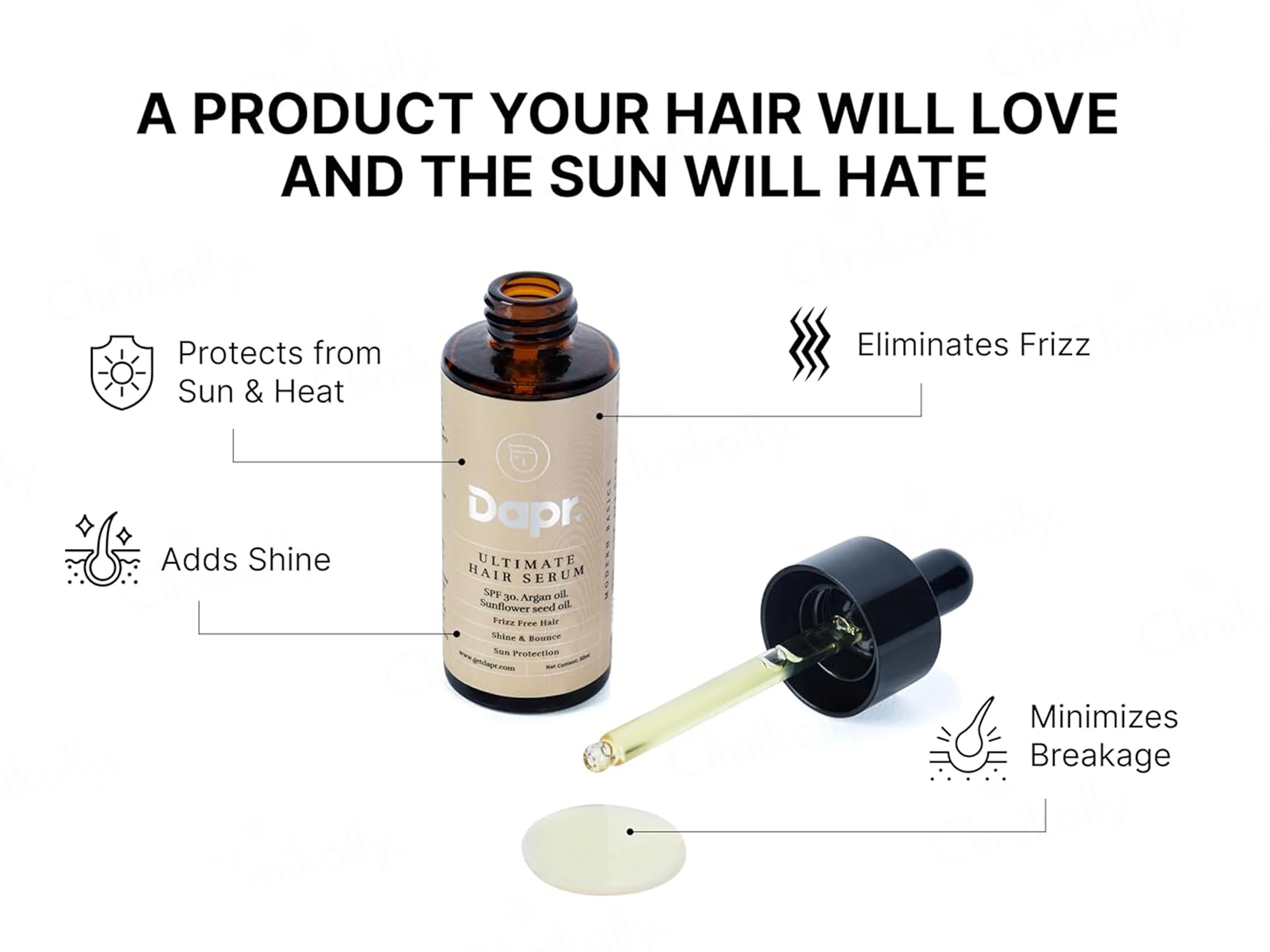 Dapr. Argan Oil & Sunflower Seed Oil Ultimate Hair Serum SPF 30 - Image 3
