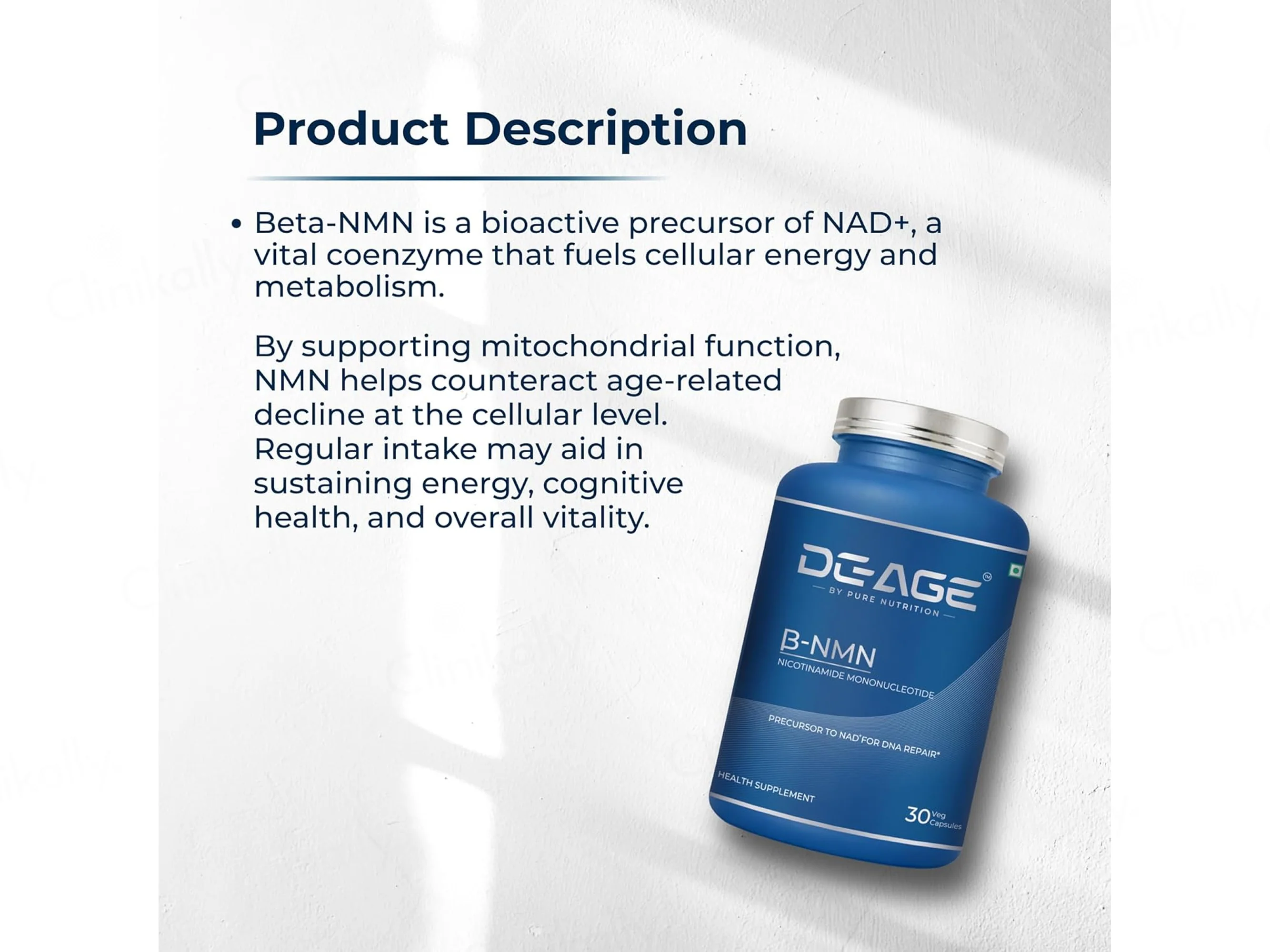 DeAge B-NMN 500mg Health Supplement Veg Capsule - Image 6