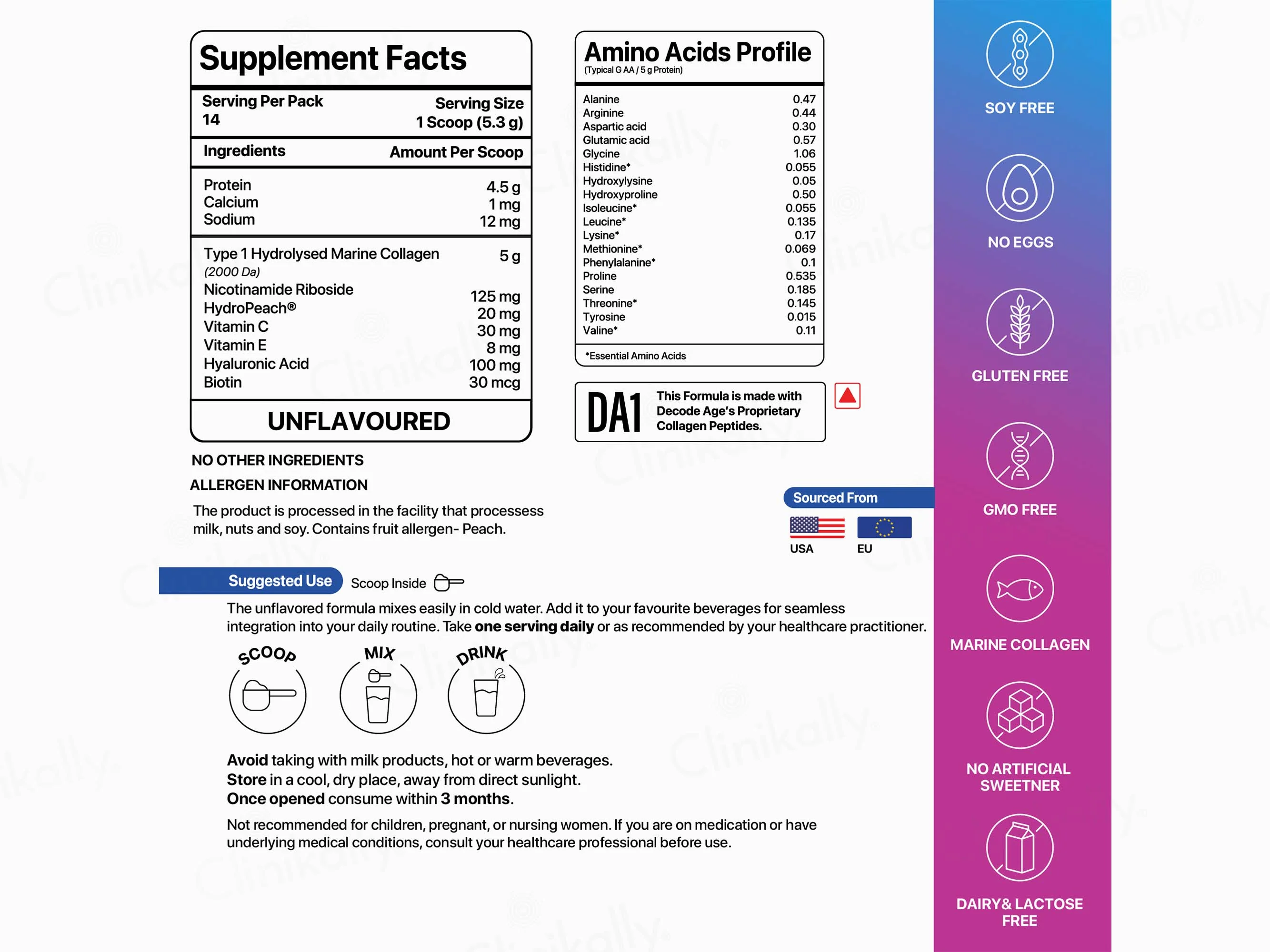 Decode Age OptiAge Premium Hydrolysed Collagen Peptides Powder - Image 2