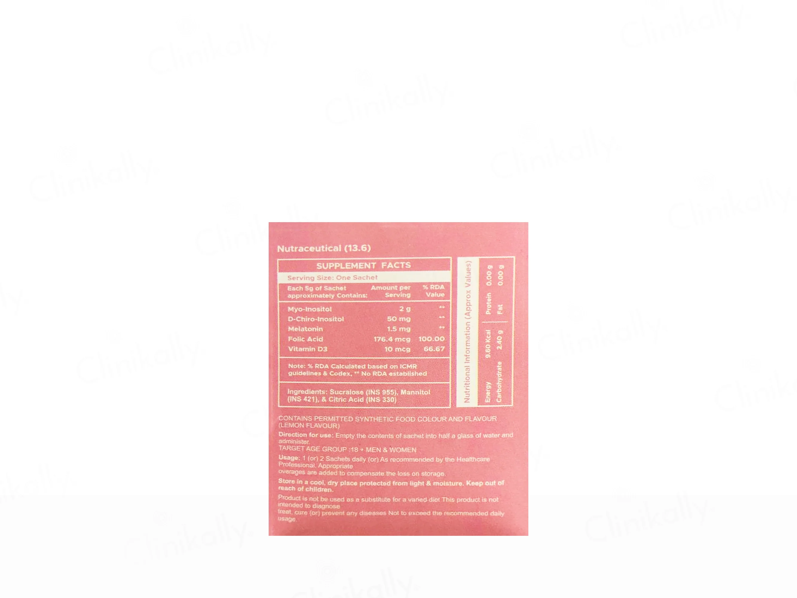 Derm Range Myo-Inositol Nutraceutical Sugar Free Granules - Lemon Flavour - Image 2