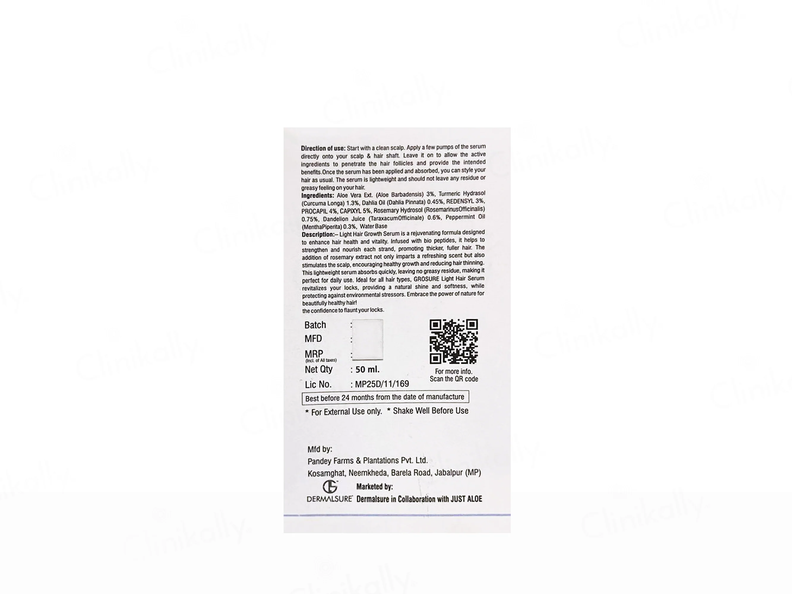 Dermalsure Grosure Aqua Light Hair Growth Serum - Image 3