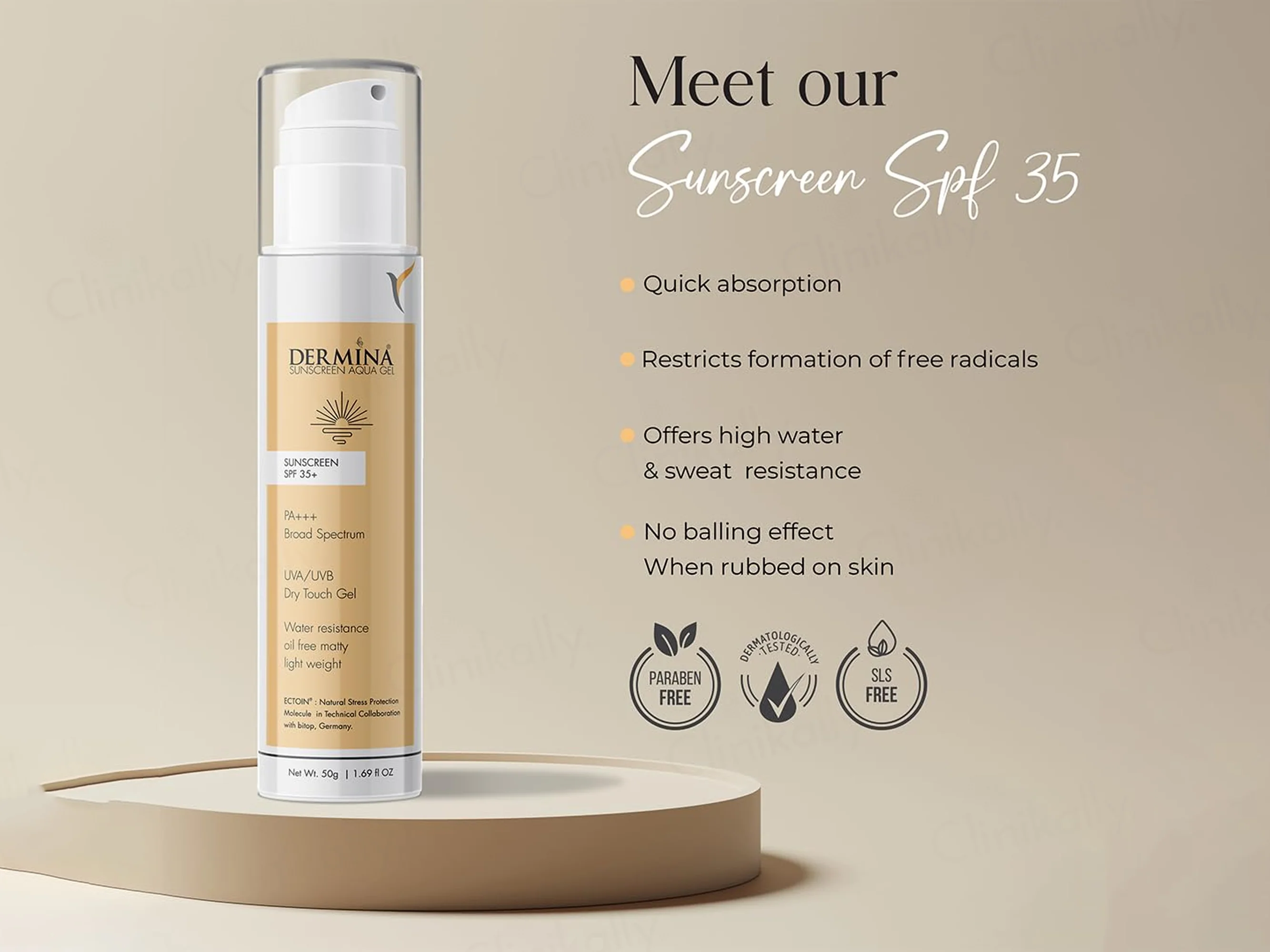 Dermina Aqua Dry Touch Gel Sunscreen SPF 35+ PA+++ - Image 7