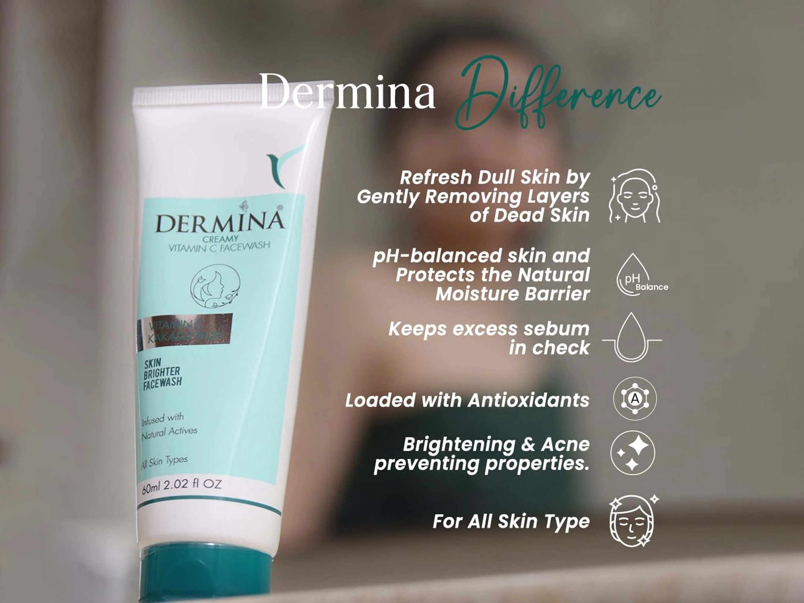 Dermina Creamy Vitamin C Skin Brightening Facewash - Image 4