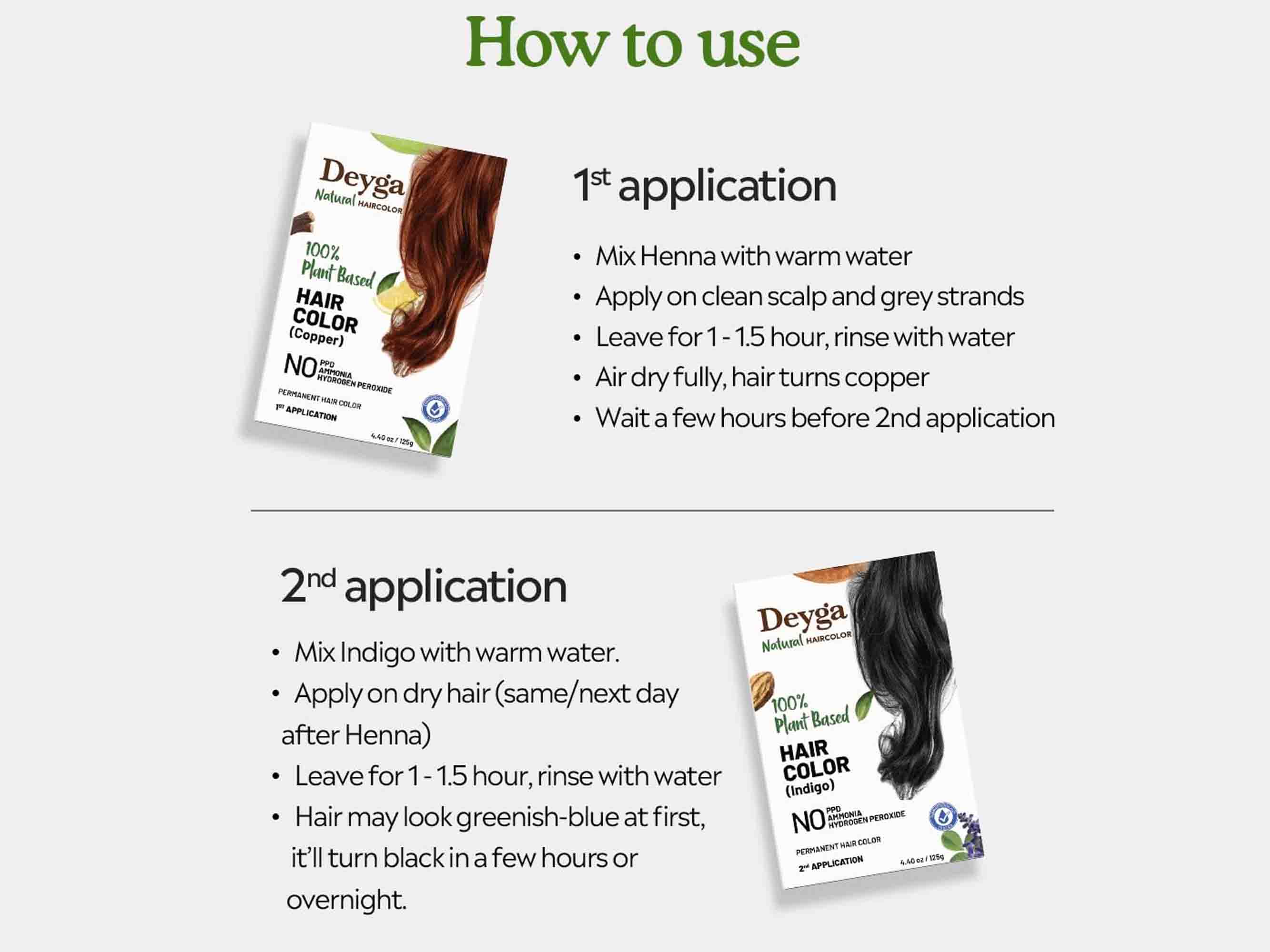Deyga 100% Plant Based Hair Colour Kit - Black - Image 8