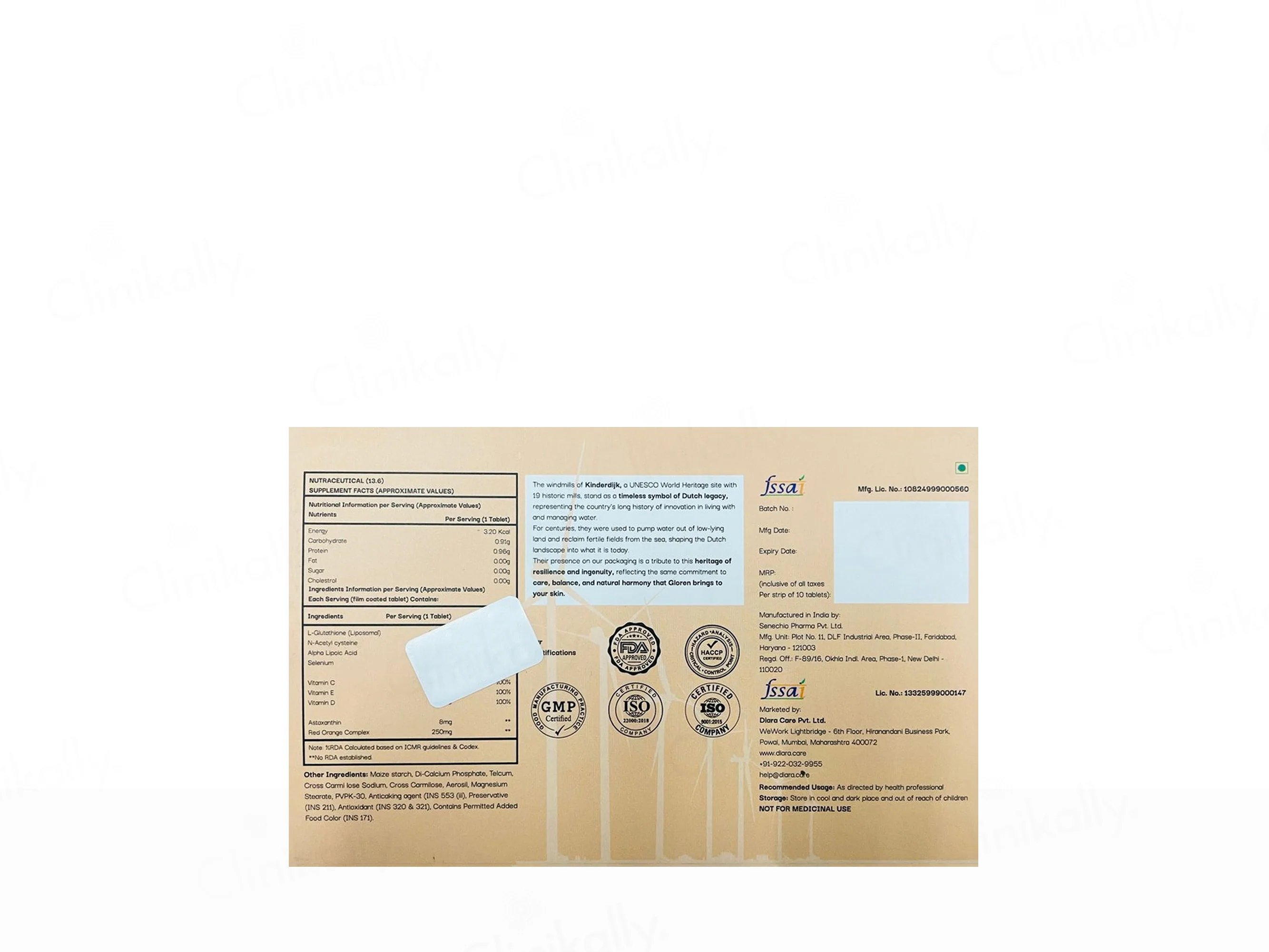 Diara Gloren 1000 Liposomal Glutathione Nutraceutical Tablet - Image 2