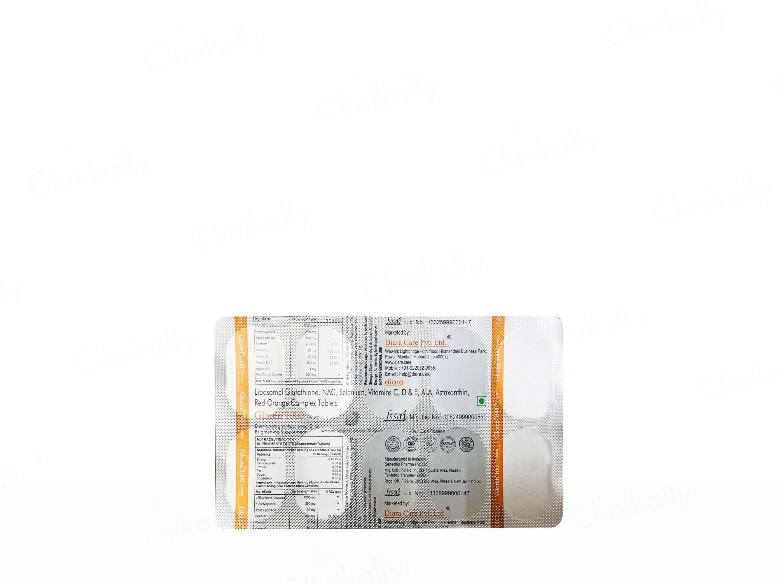Diara Gloren 1000 Liposomal Glutathione Nutraceutical Tablet - Image 3