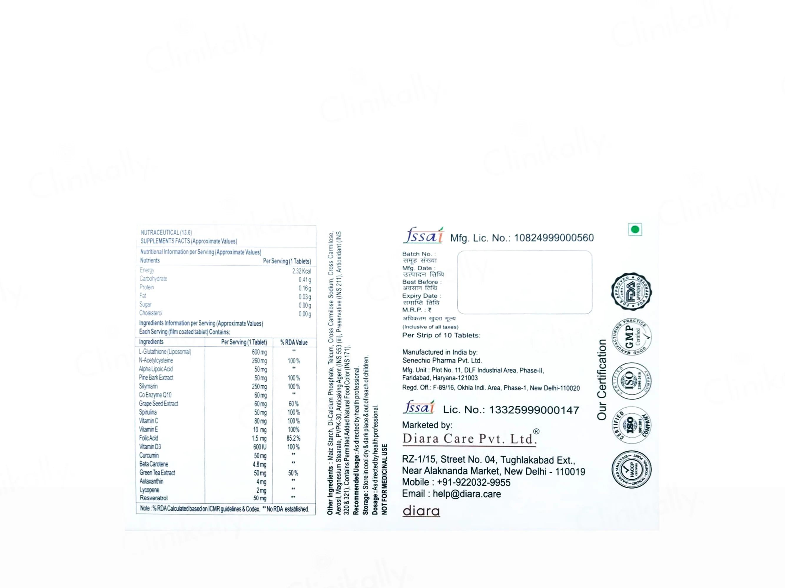 Diara Gloren Detox & D-Tan Nutraceutical Tablet - Image 2