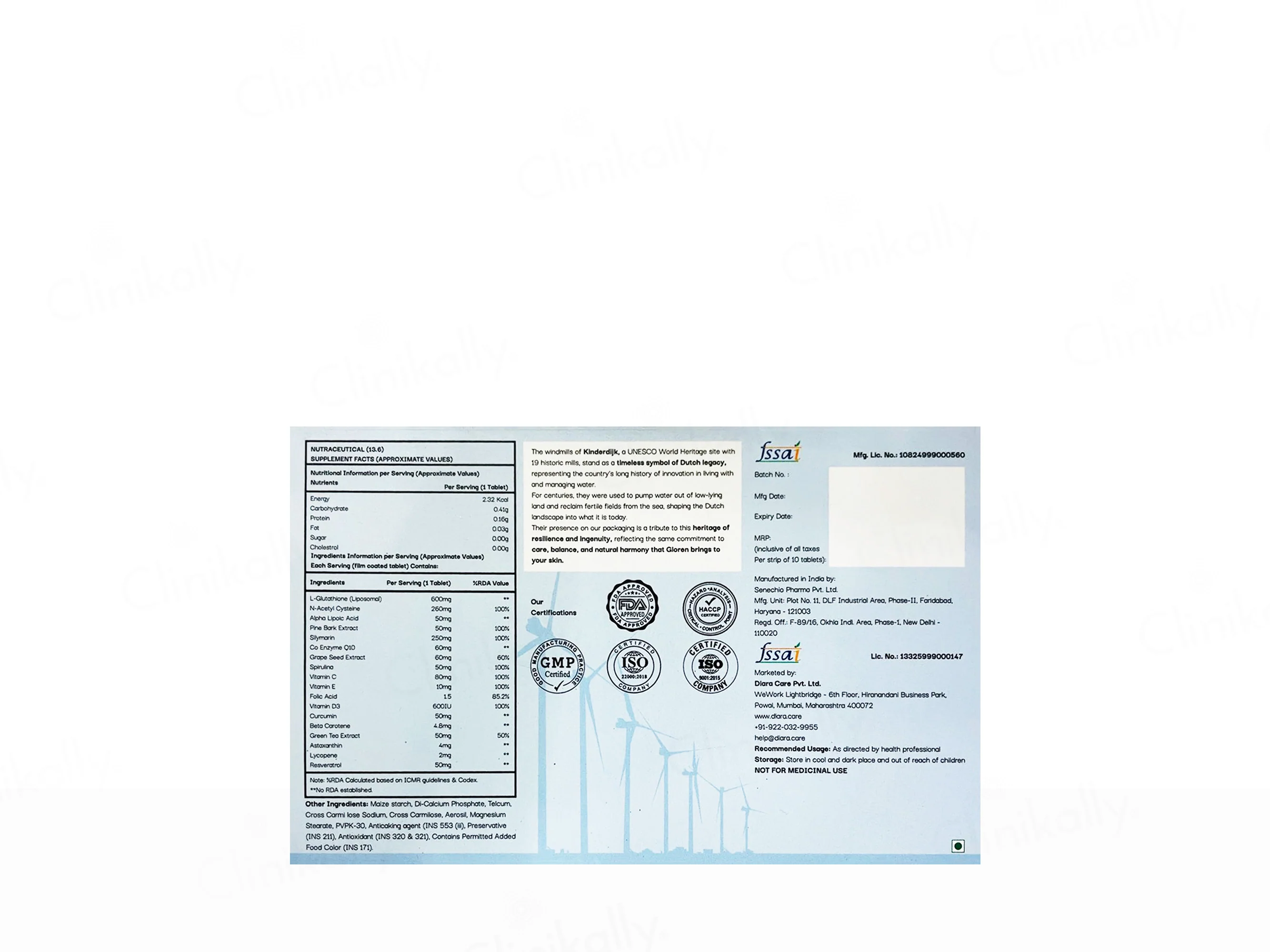 Diara Gloren Liposomal Glutathione Nutraceutical Tablet - Image 2