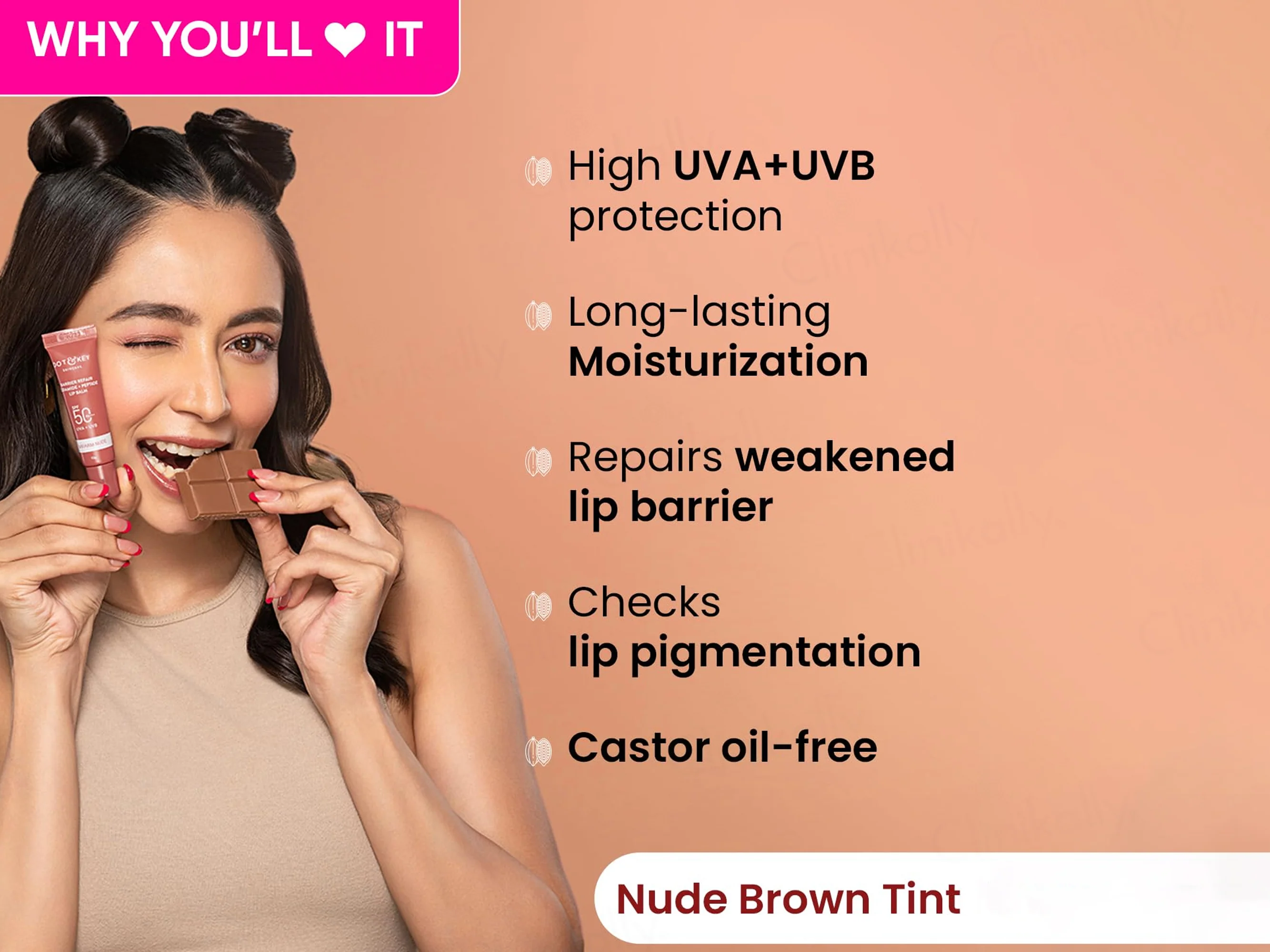 Dot & Key Barrier Repair Ceramide + Peptide Lip Balm SPF 50 PA+++ (Warm Nude) - Image 2
