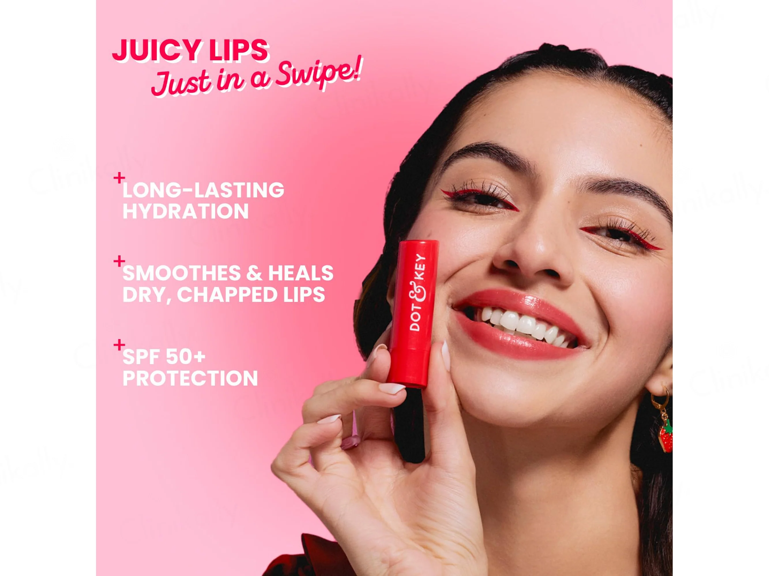 Dot & Key Barrier Repair Hydrating Tinted Lip Balm SPF 50 PA+++ (Strawberry Red) - Image 3