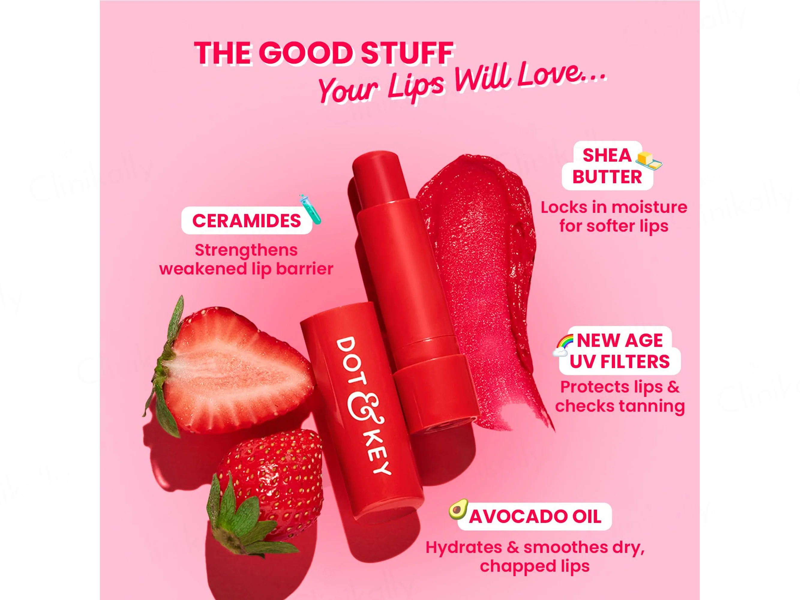 Dot & Key Barrier Repair Hydrating Tinted Lip Balm SPF 50 PA+++ (Strawberry Red) - Image 4