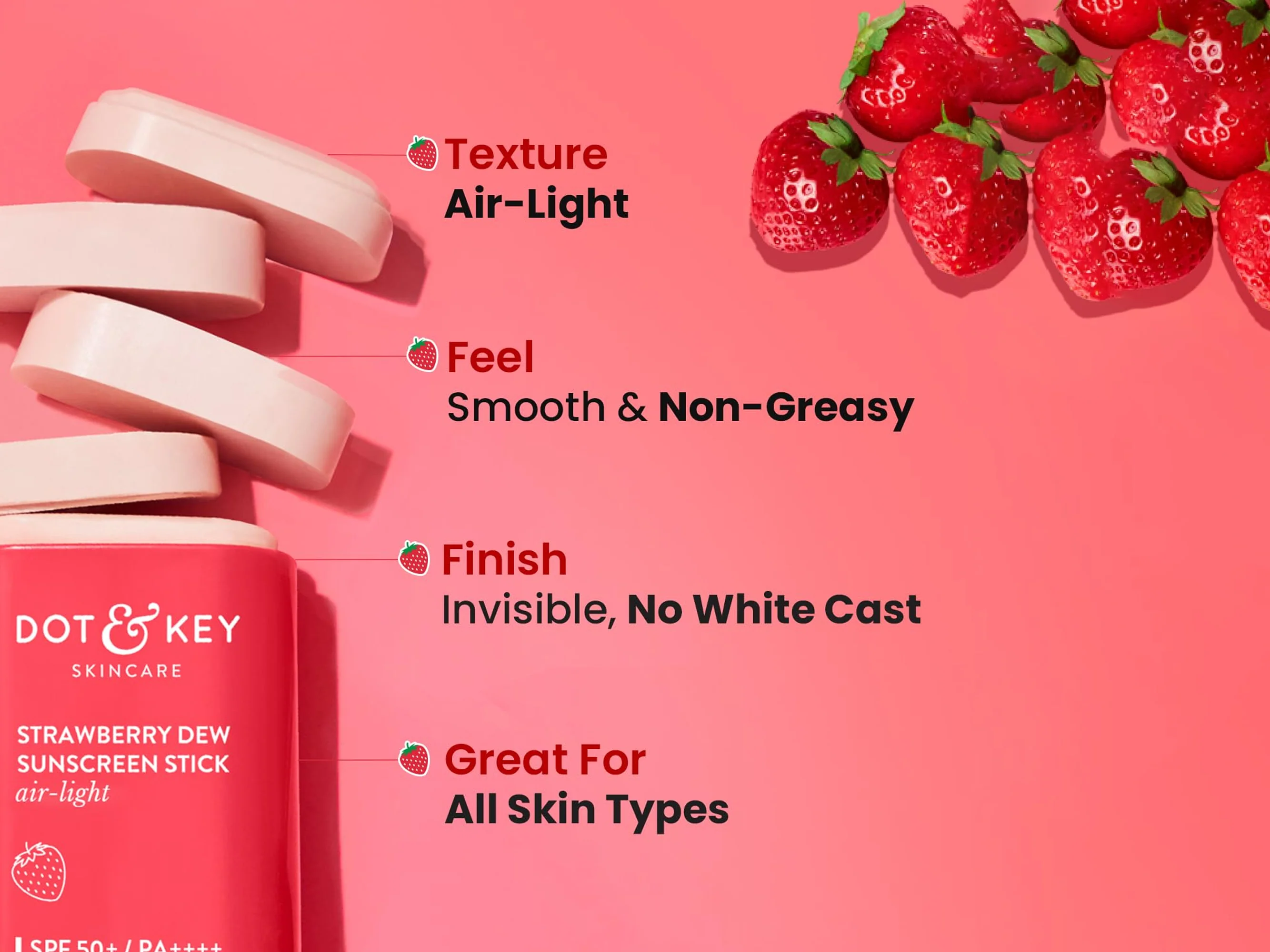 Dot & Key Strawberry Dew Air-Light Sunscreen Stick SPF 50+ PA++++ - Image 2