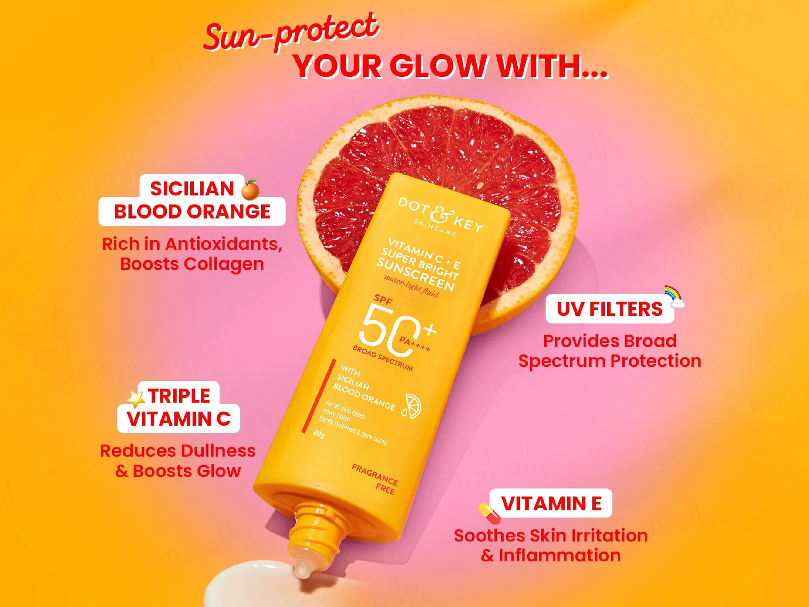 Dot & Key Vitamin C + E Super Bright Water-Light Fluid Sunscreen SPF 50 PA++++ - Image 3