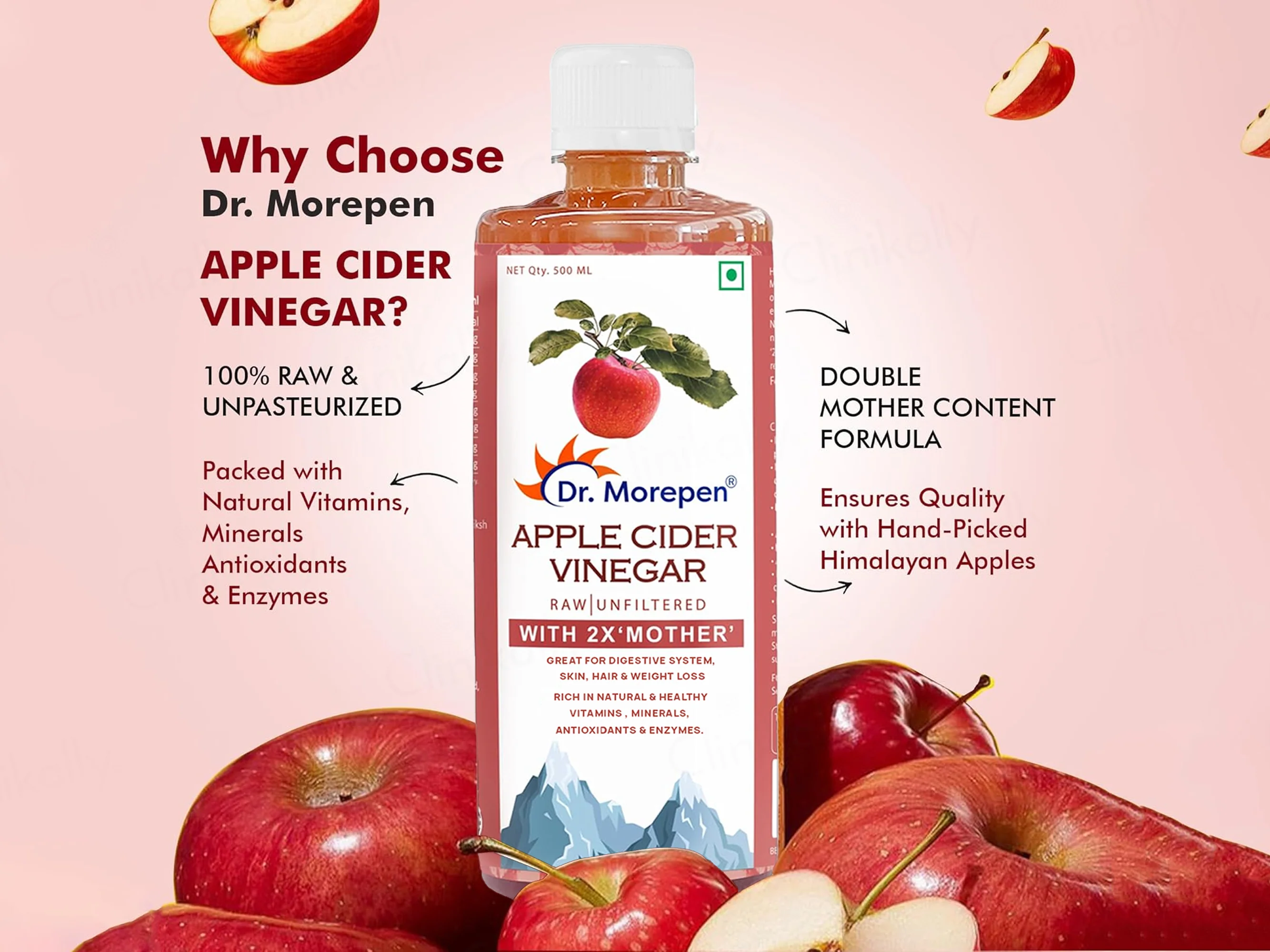 Dr. Morepen Apple Cider Vinegar With 2X Mother (Raw & Unfiltered) - Image 3
