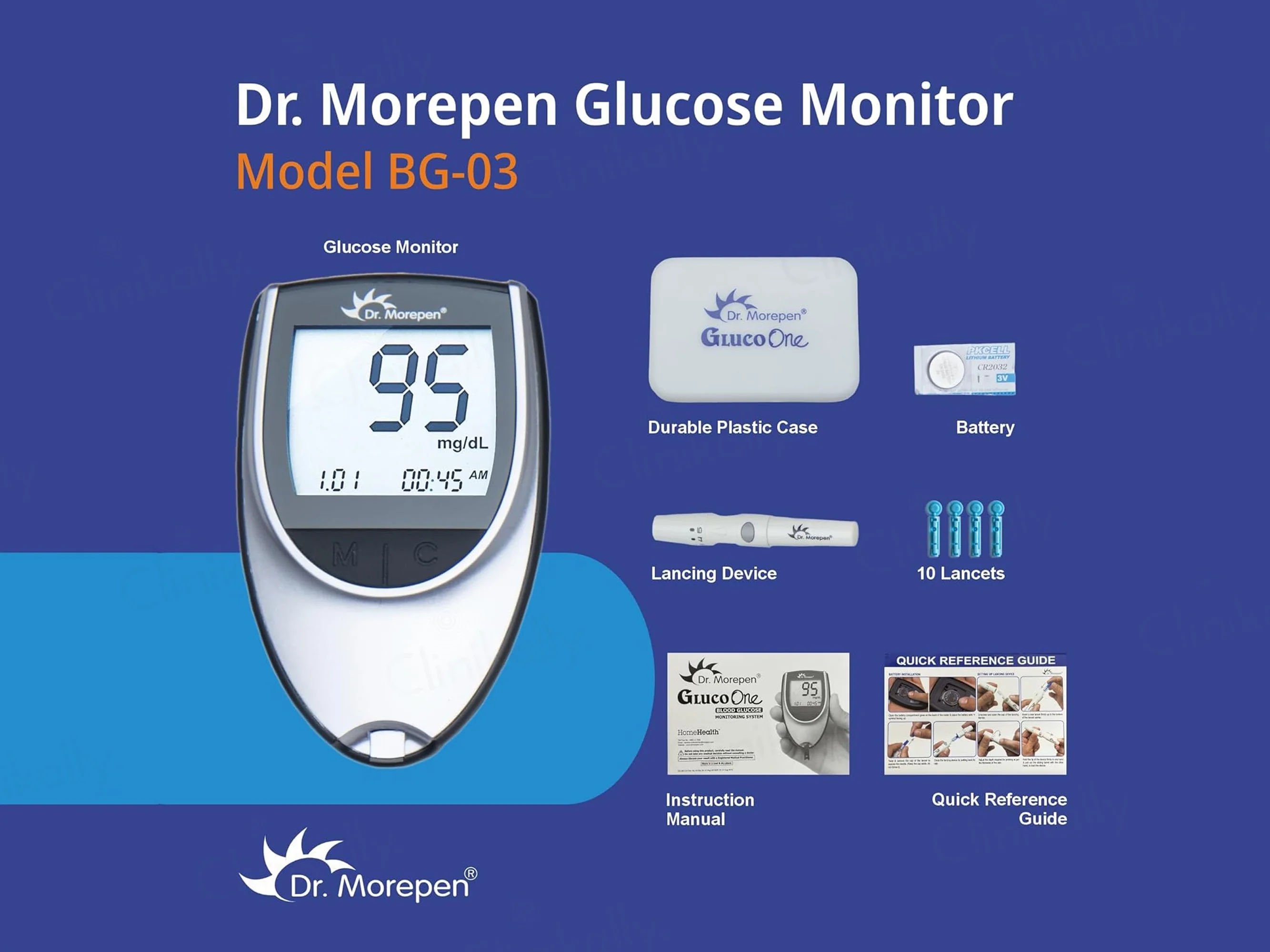 Dr. Morepen GlucoOne BG-03 Blood Glucose Monitoring System Combo Pack (Meter + 25 Strips) - Image 3